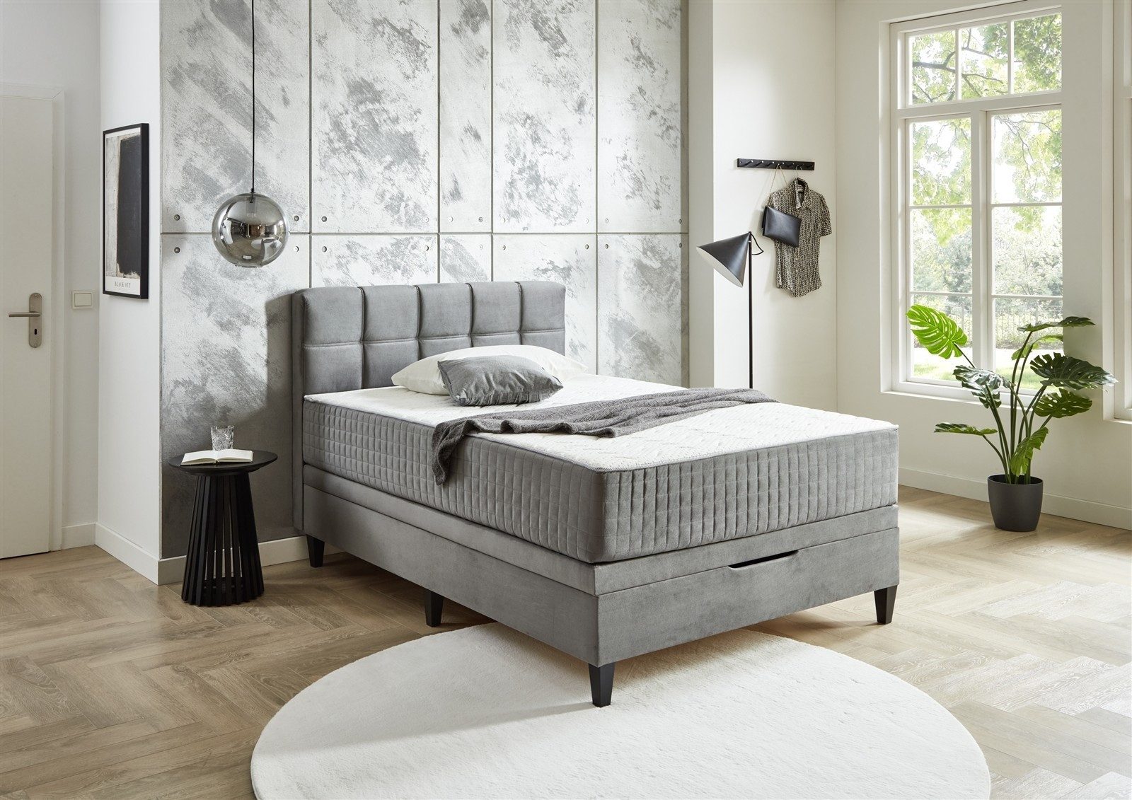 möbelando Boxspringbett TraumZeit, inkl. wendbare 7 Zonen TTFK Matratze & Topper - 140x200 cm anthrazit