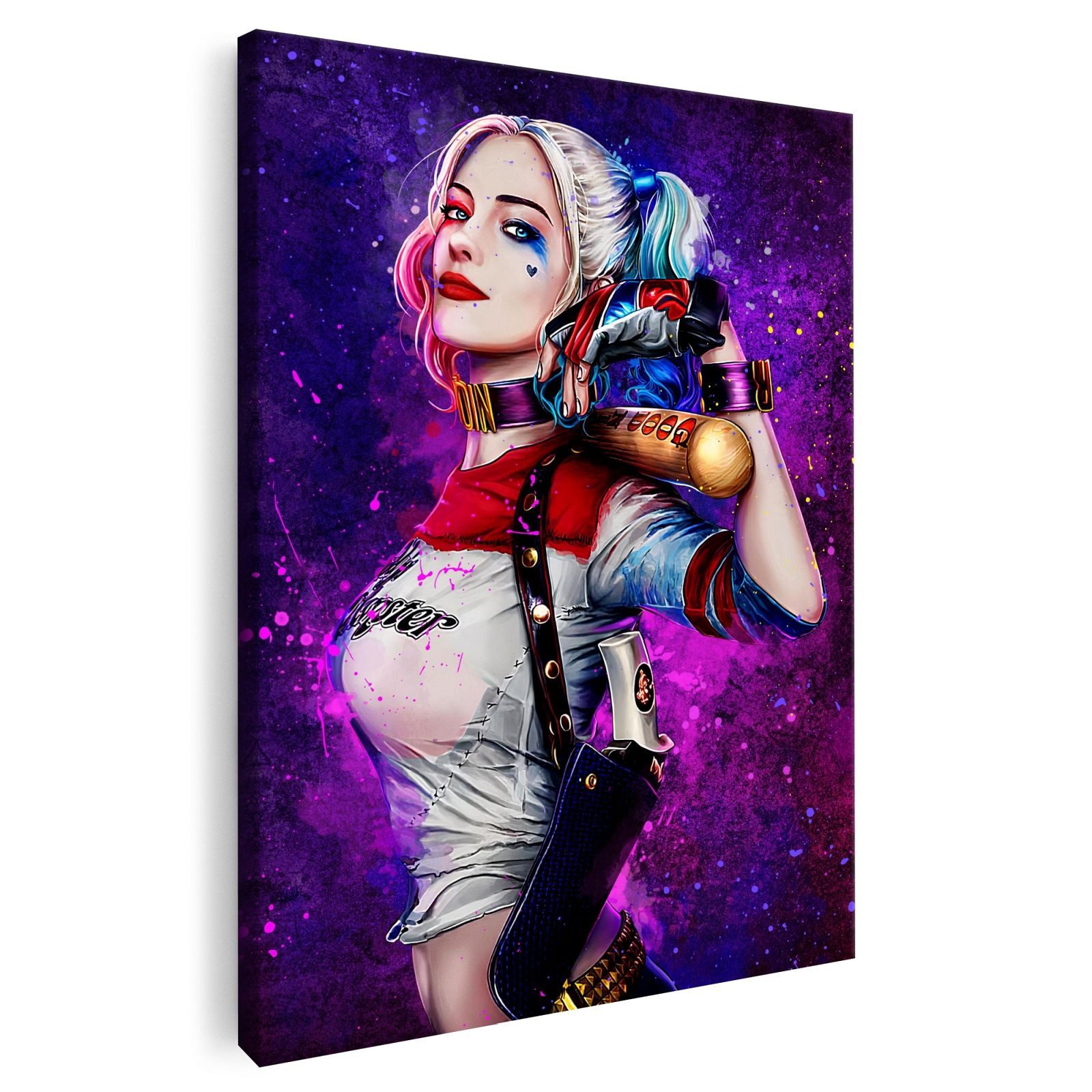 Artmazing Leinwandbild Harley Quinns Gaze, XXL Leinwand 120x80, Poster & Kunstdrucke, Harley Quinns Gaze