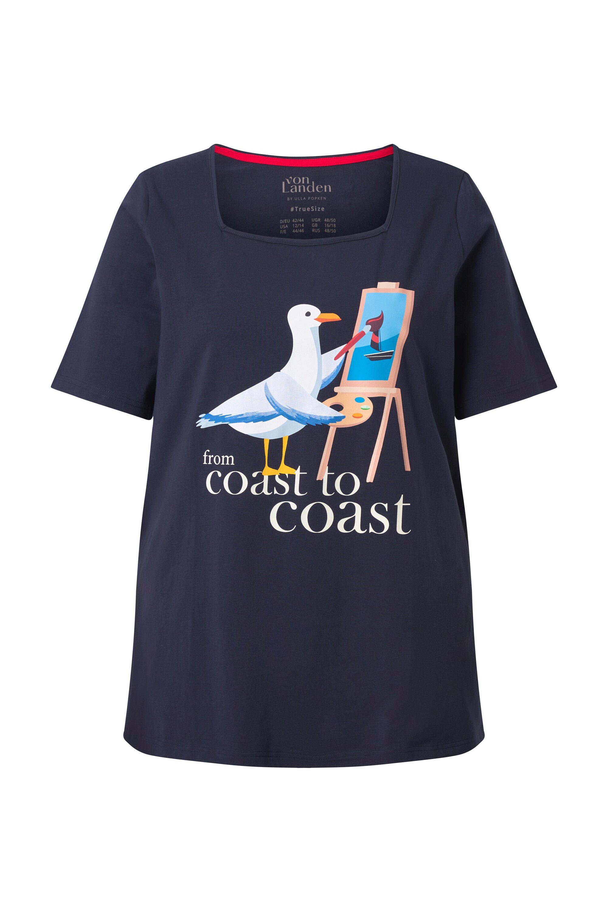 Ulla Popken T-Shirt T-Shirt Möwe Classic Carré-Ausschnitt Halbarm