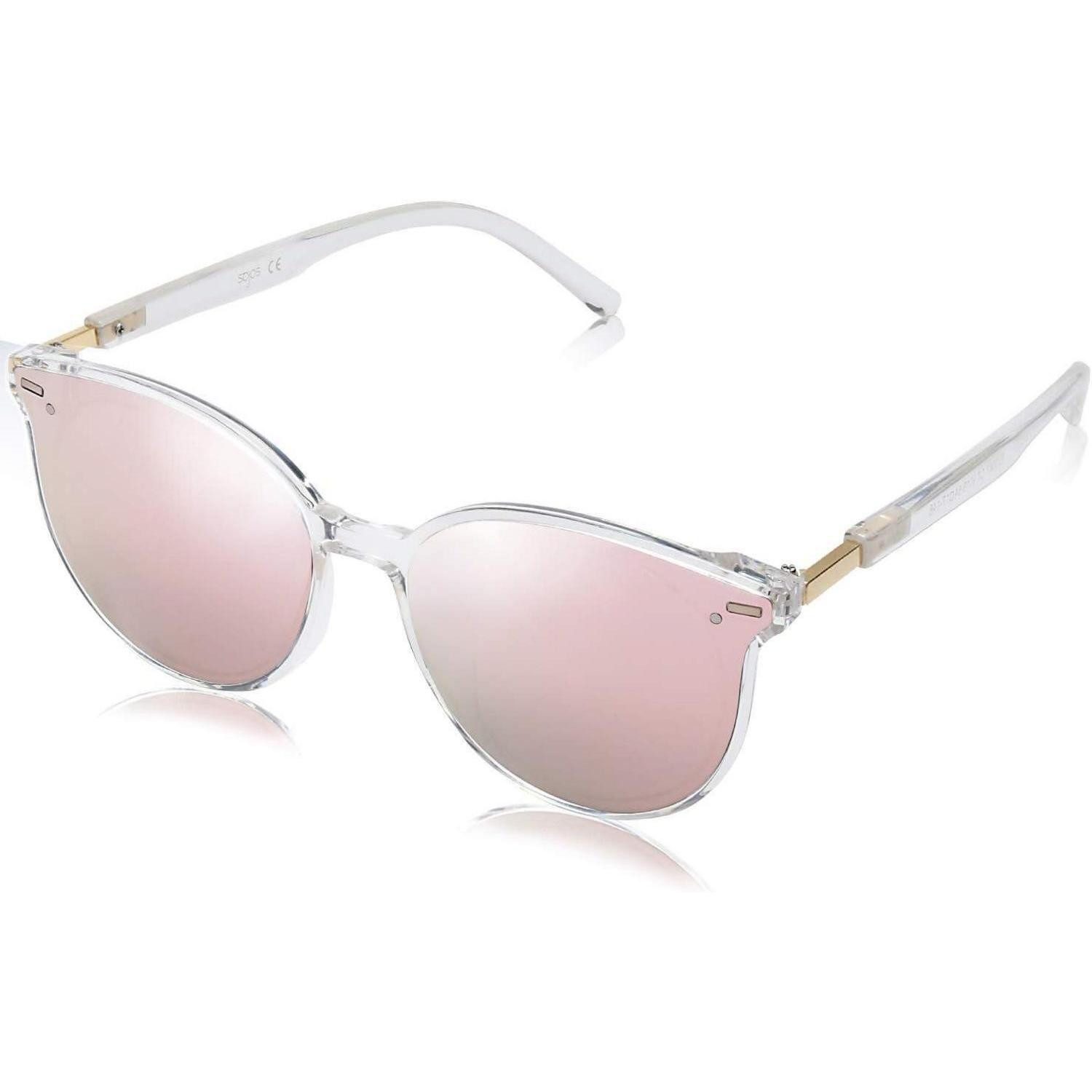 LuxusKollektion Retrosonnenbrille Sonnenbrille Retro Runde Damen Herren 0c7 Klar Weiß Rahmen Rosa Linse (1-St)