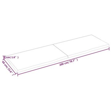 furnicato Wandregal 200x60x(2-4) cm Massivholz Eiche Unbehandelt