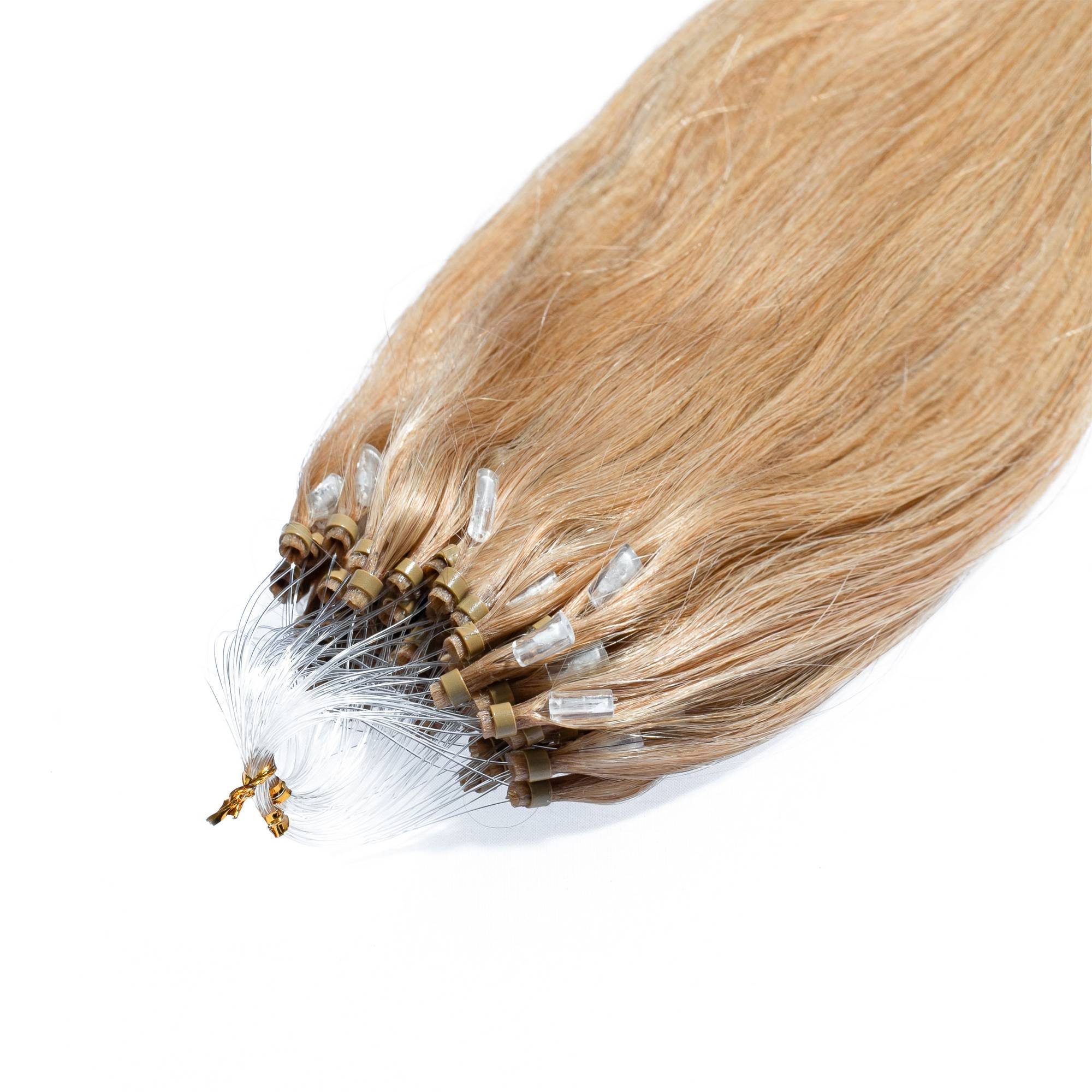 hair2heart Echthaar-Extension Premium Microring Extensions #9/31 Lichtblond Gold-Asch 40cm
