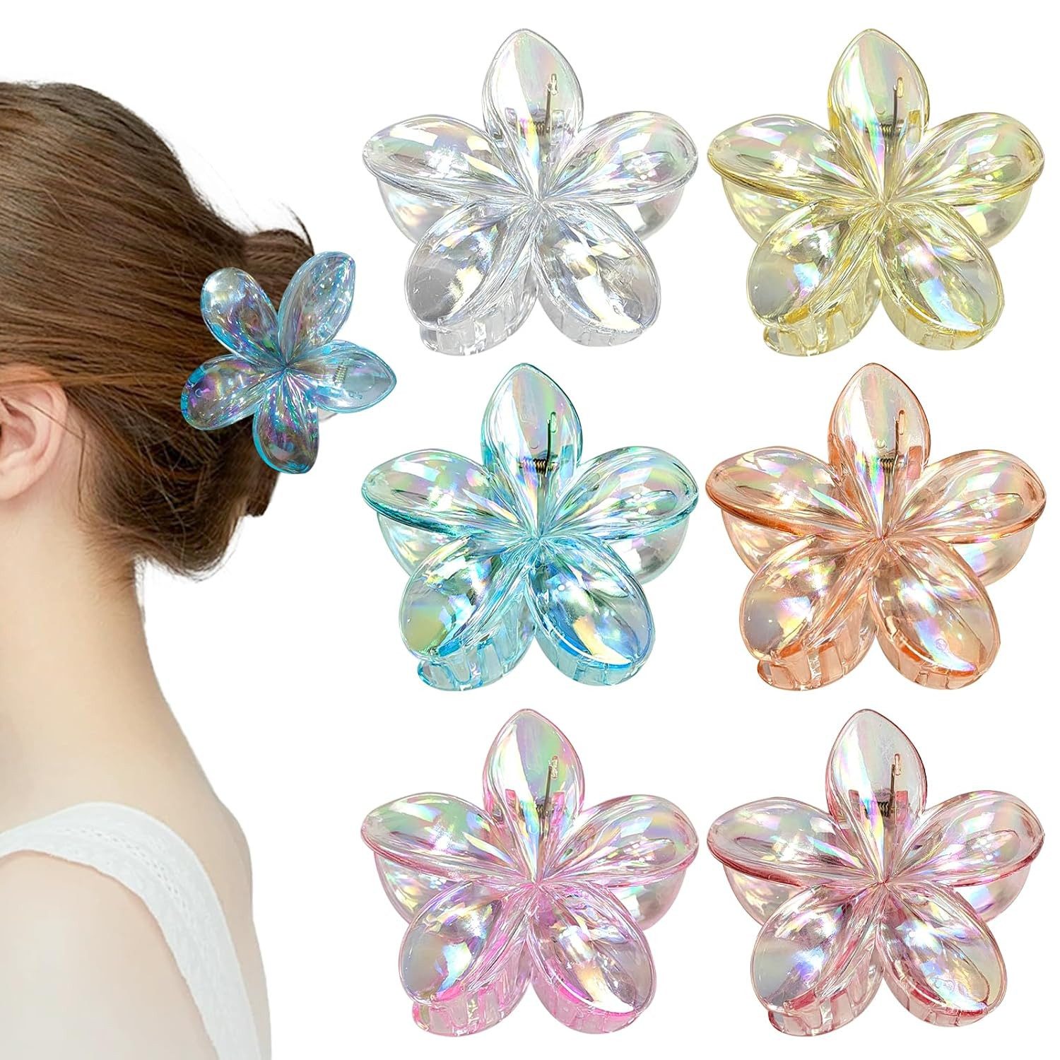 Haarspange 6 Stück Blumen Haarspangen, Rutschfest Flower Hair Claw Clips