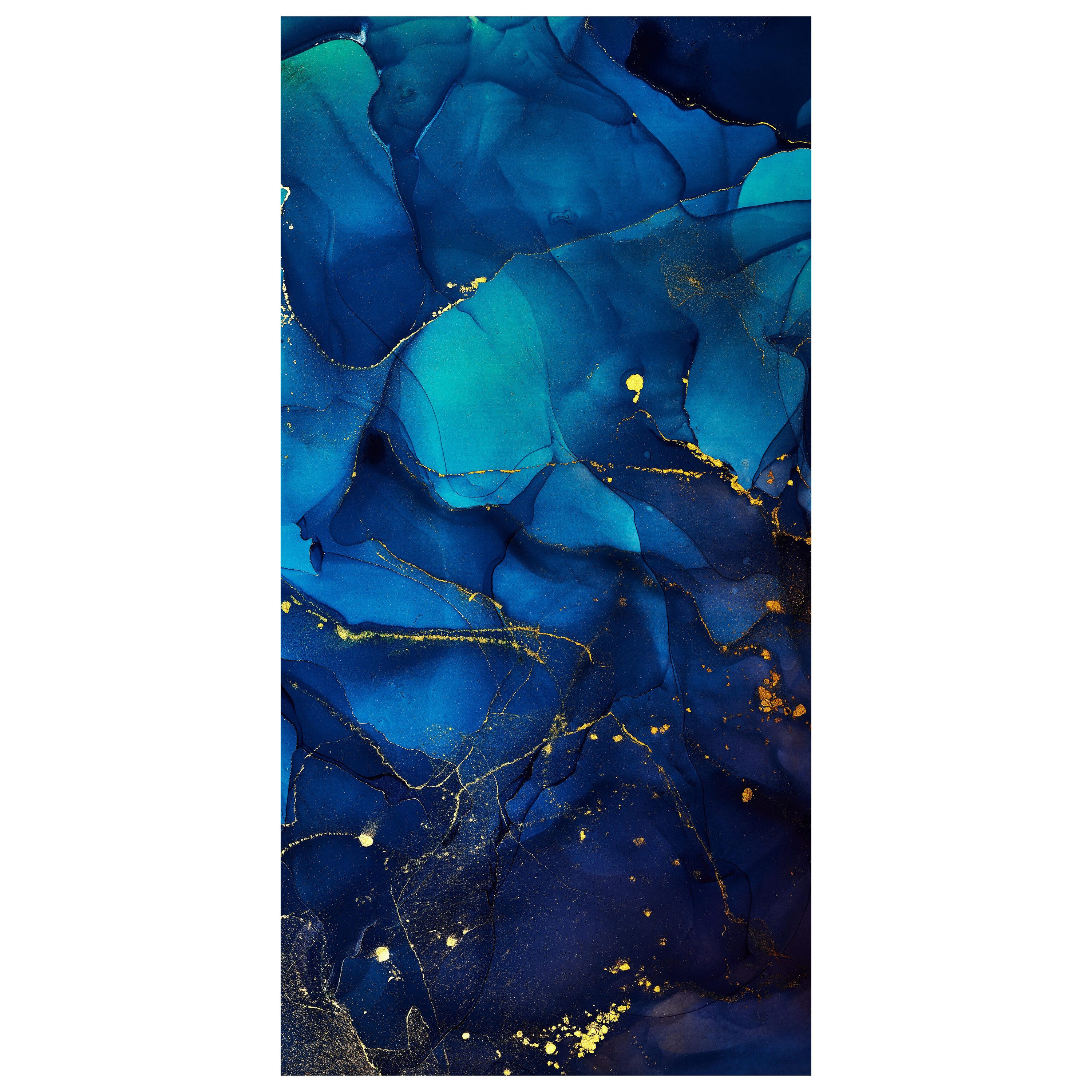 wandmotiv24 Türtapete blau grüner Marmor mit Gold, dunkel, glatt, Fototapete, Wandtapete, Motivtapete, matt, selbstklebende Dekorfolie