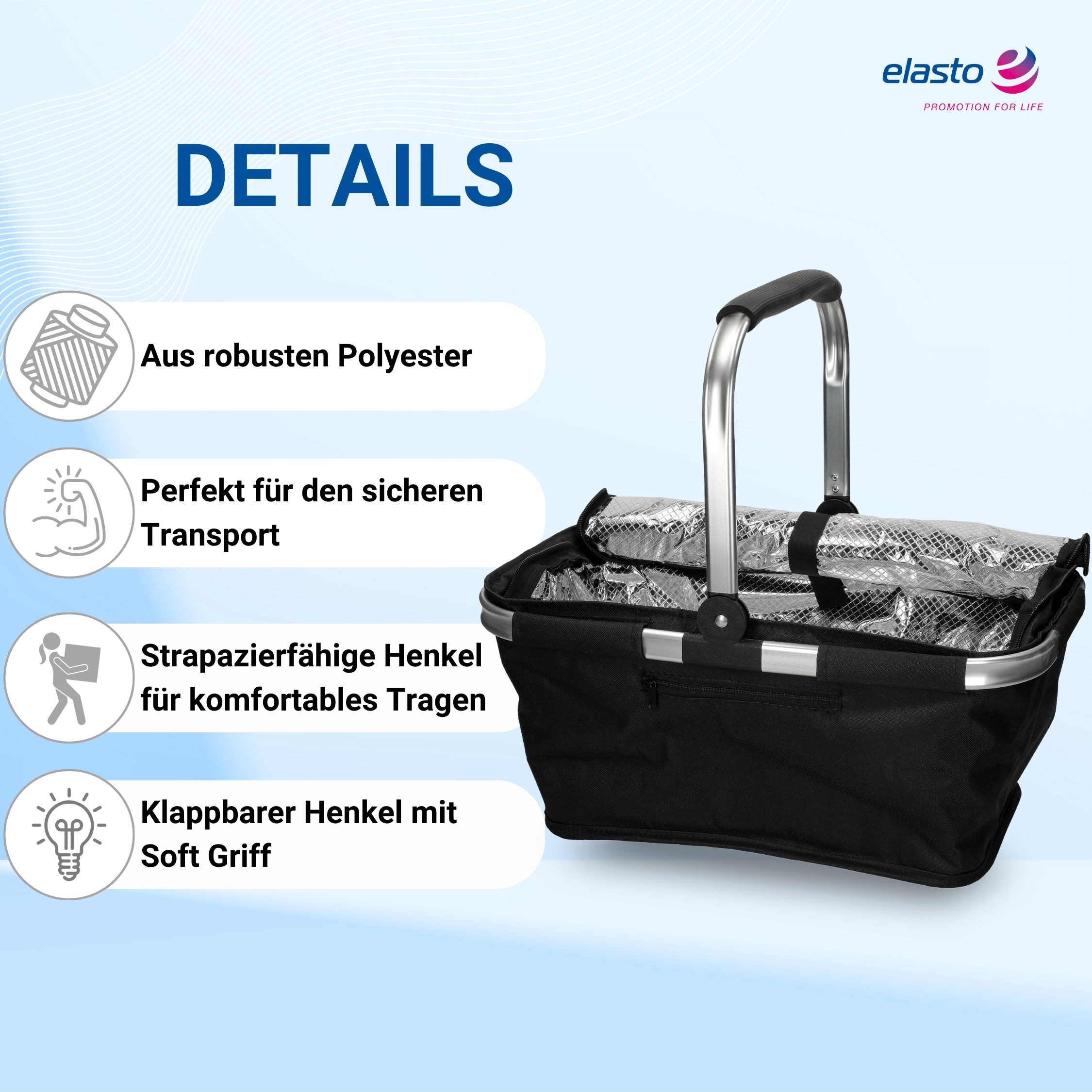 elasto Tragetasche Kühlkorb mit Henkel ca. 30 L - faltbarer Einkaufskorb mi günstig online kaufen