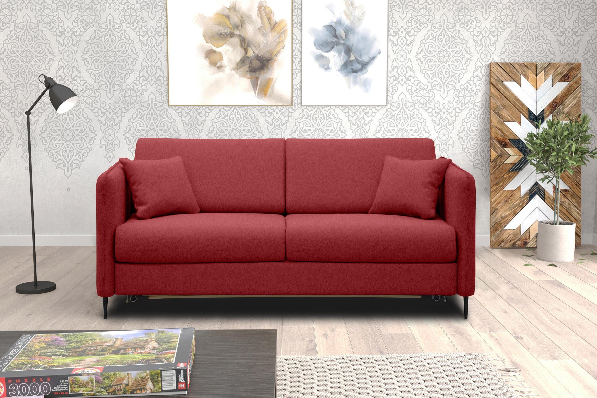 Sofa, Bettfunktion, 3-Sitzer Metall Stylefy stellbar, Design, mit Arnold, Modern frei Raum im 2-Sitzer,
