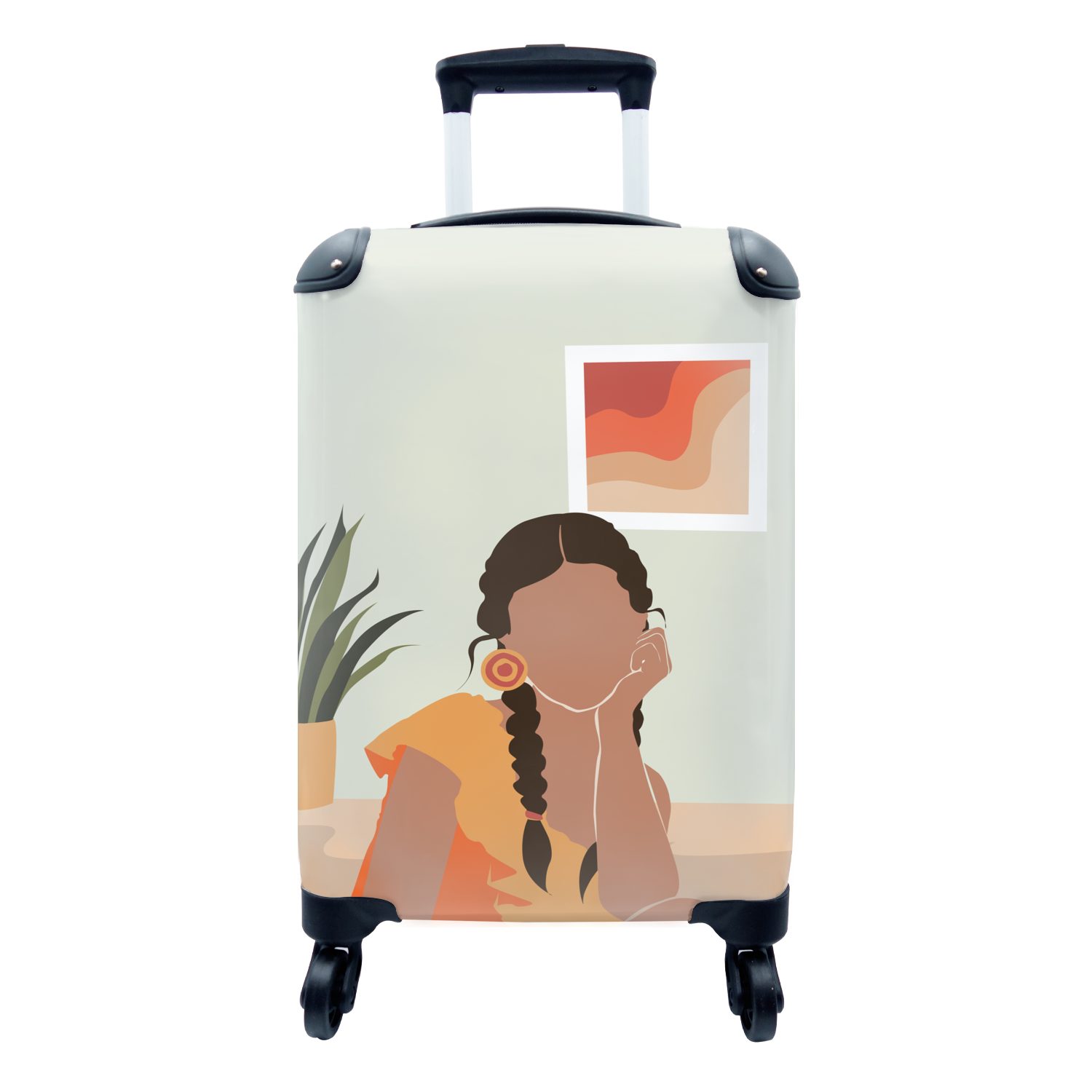 MuchoWow Handgepäck Reisetasche rollen, Rollen, Interieur - Frau - für Handgepäckkoffer 4 Ferien, mit Reisekoffer Trolley, Kleid,