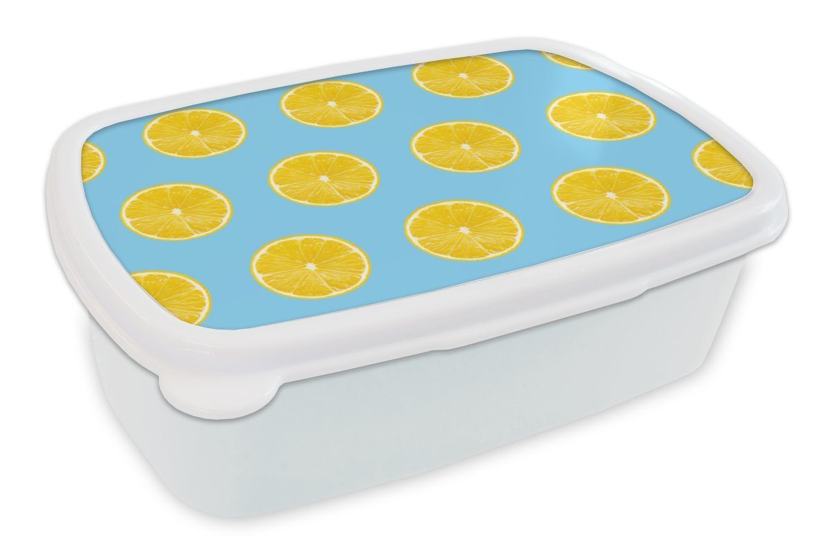 MuchoWow Lunchbox Zitrone - Farben - Muster, Kunststoff, (2-tlg), Brotbox für Kinder und Erwachsene, Brotdose, für Jungs und Mädchen weiß