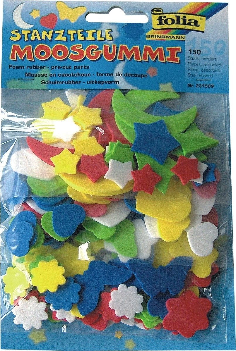 Bastelfilz Moosgummi Stanzteile 150 Teile sortiert.