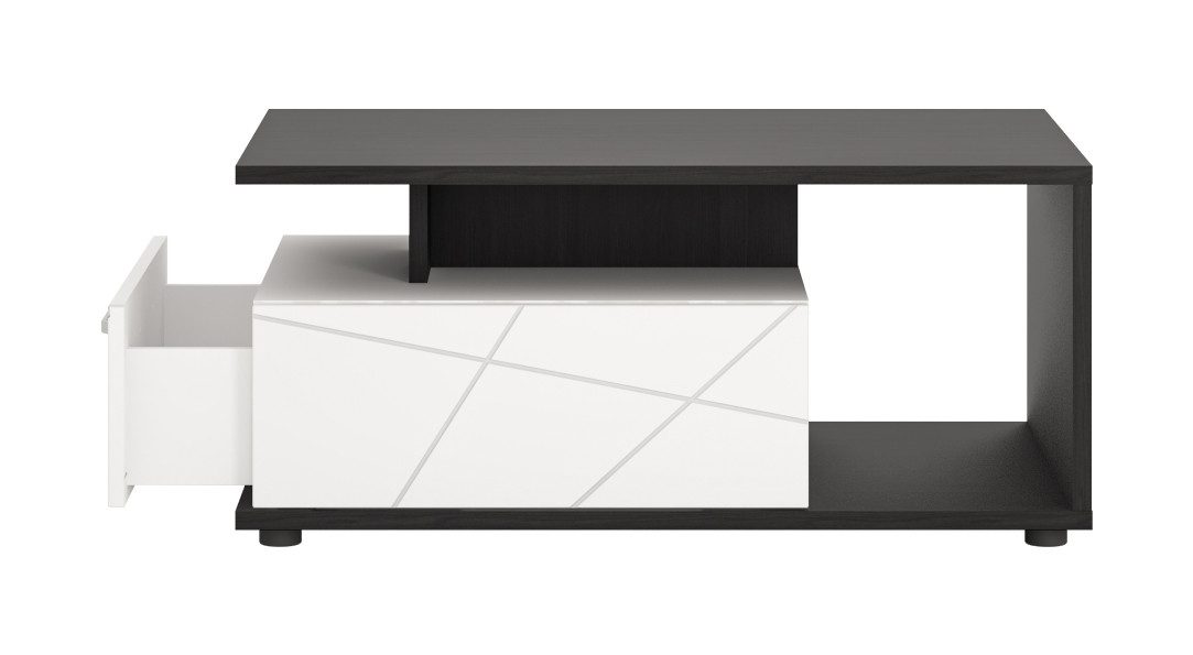 designimpex Couchtisch Design Couchtisch WM-12 Schwarz - Weiß mit Staufach Wohnzimmer, Funktionstisch, Wohnzimmertisch, Tisch, Esstisch, Sofatisch, Schublade