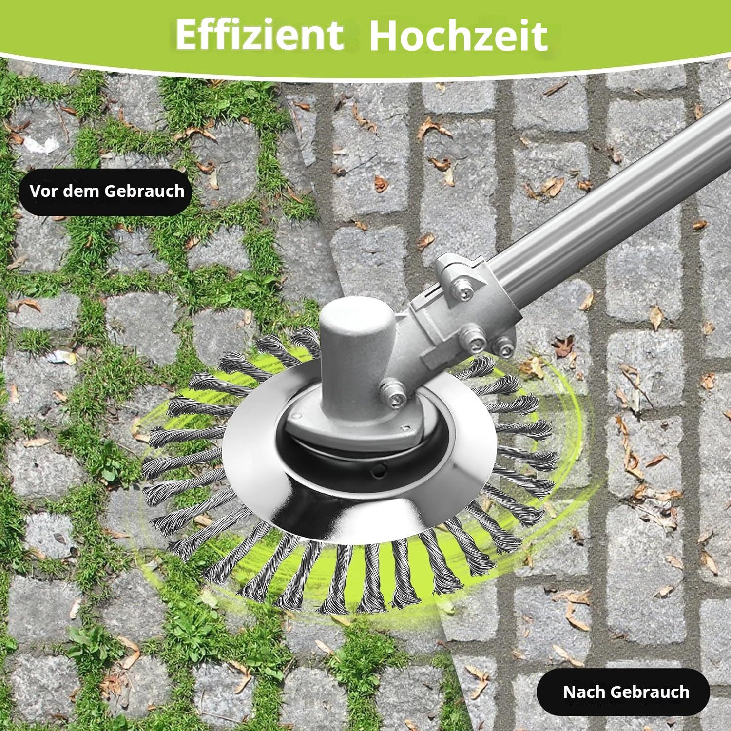 BlingBin Drahtbürste Wildkraut-Drahtbürste 200 x 25,4 mm, robuster Ersatzaufsatz, für Garten, Wiese und Pflasterwege, (1 Stück, 1-tlg., 20*4.5cm), für Motorsense und Rasentrimmer, effektive Unkrautentfernung