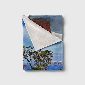 Sinus Art Handtücher Handtuch Strandhandtuch Saunatuch Kuscheldecke mit Fotomotiv Santorini Griechen, Baumwolle-Polyester-Mix (1-St), Handtuch