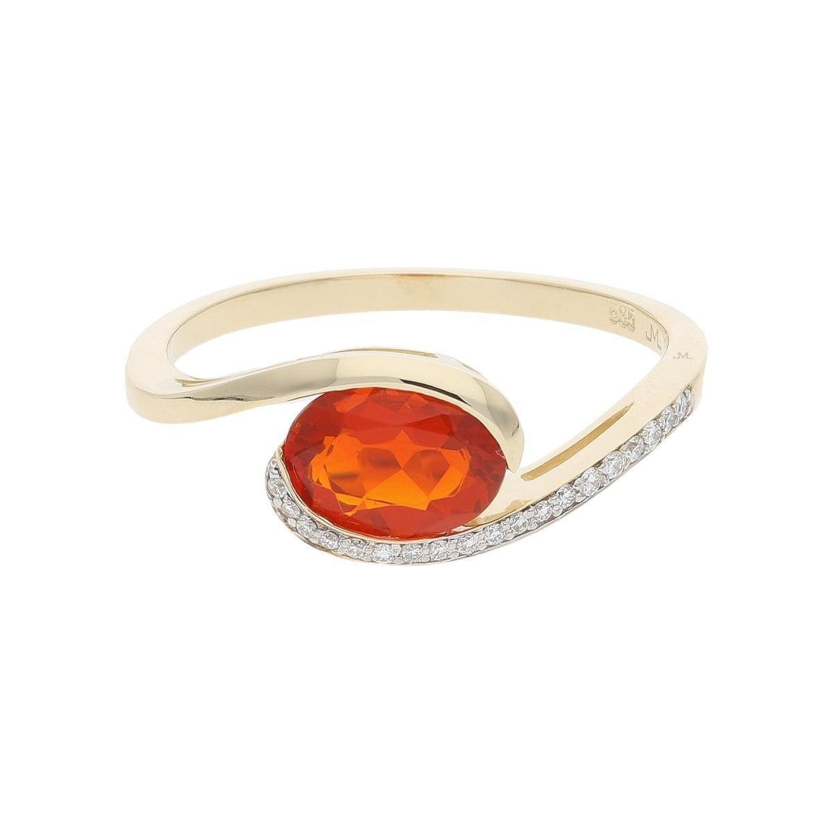 Fingerring JuwelmaLux Ring 585/000 (14 Karat) Gold mit Feueropal und Brillanten J