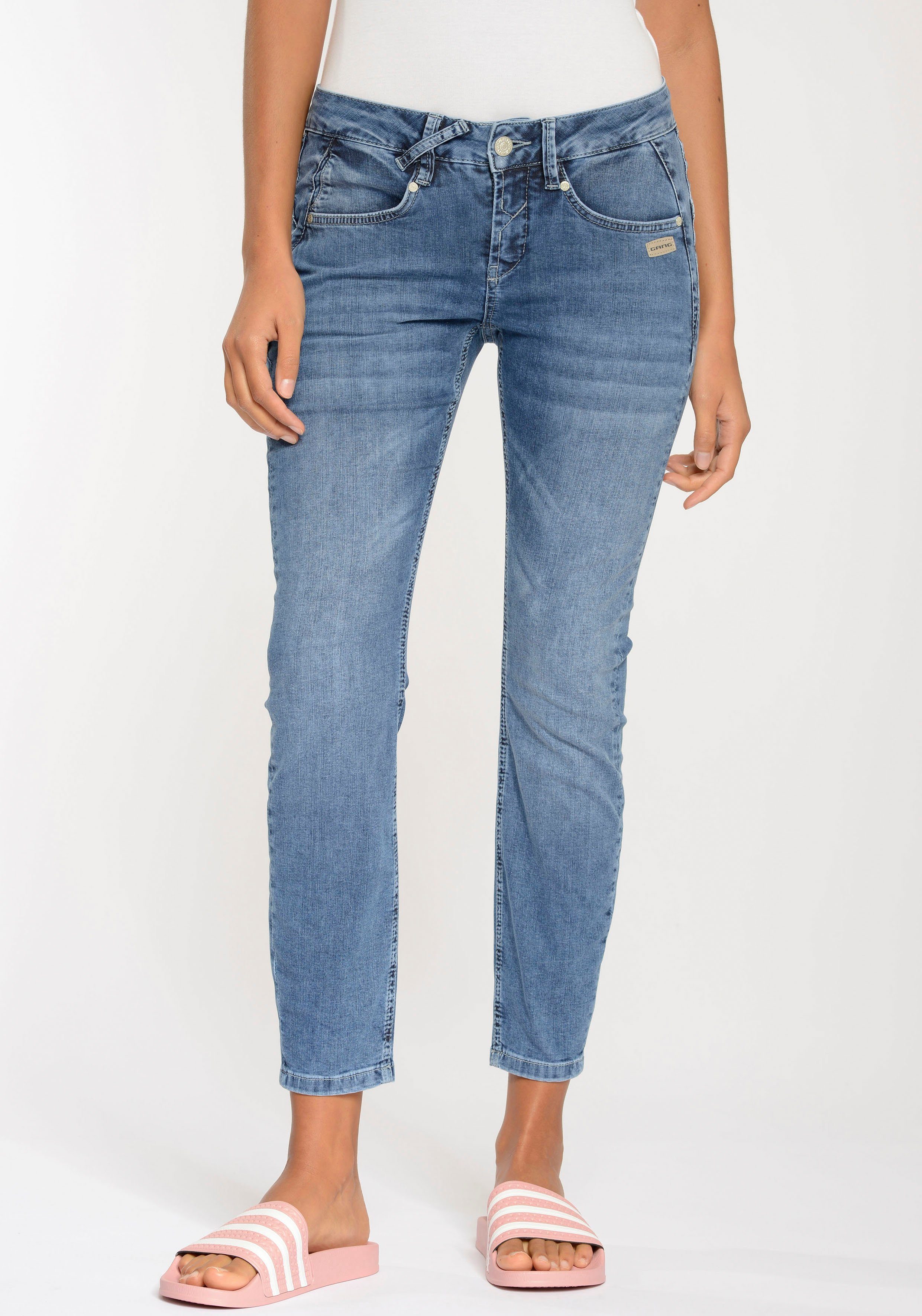 GANG SkinnyfitJeans 94NELE XCROPPED mit gekreuzten Gürtelschlaufen vorne