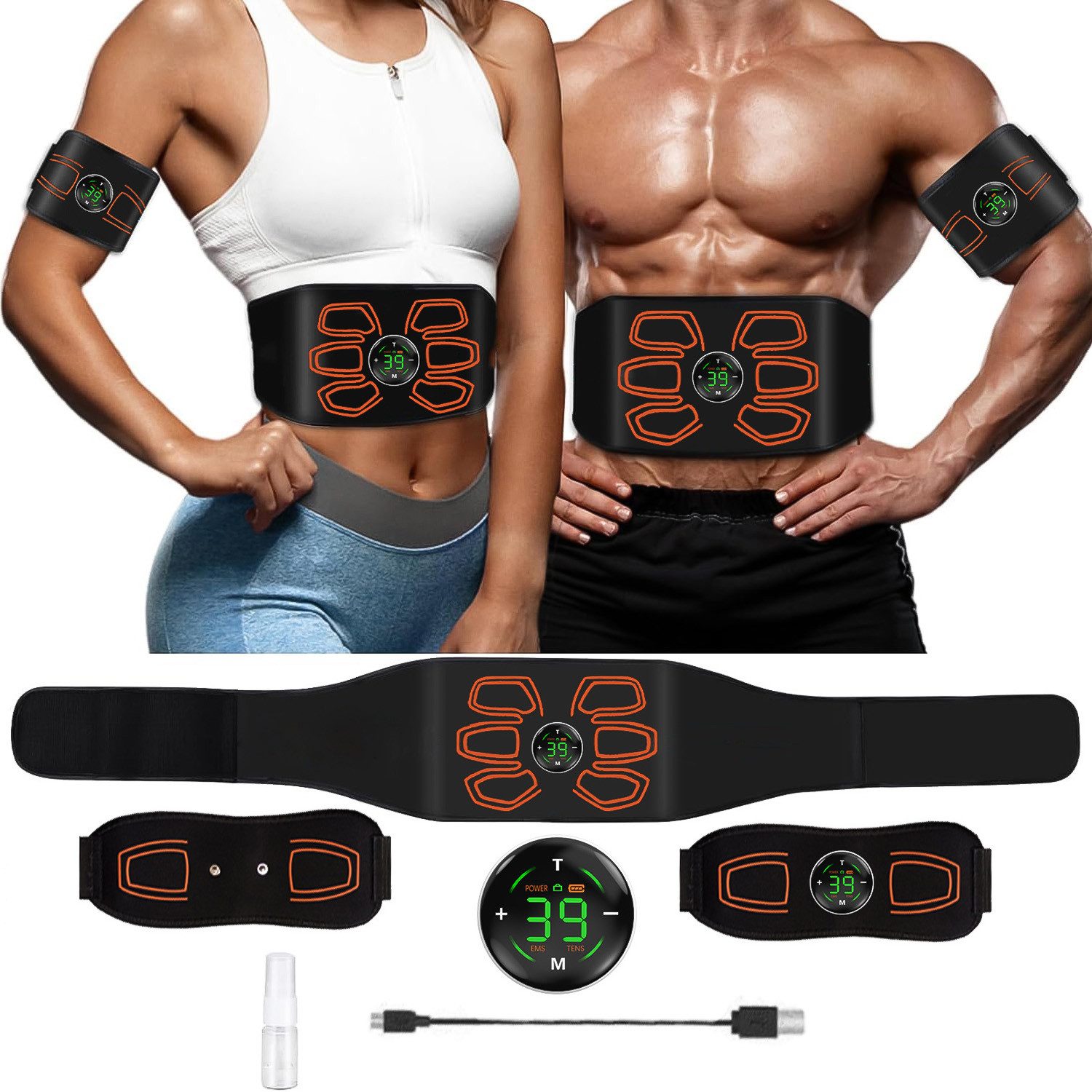 MOPUEA Bauchtrainer Bauchmuskeltrainer Bauchmuskel Trainingsmaschine (Flexible Anwendung Im Alltag, Effektives Training Mit Einstellbaren Modi), EMS Funktion, 15 Modi, 39 Intensitätsstufen, USB aufladbar, tragbar
