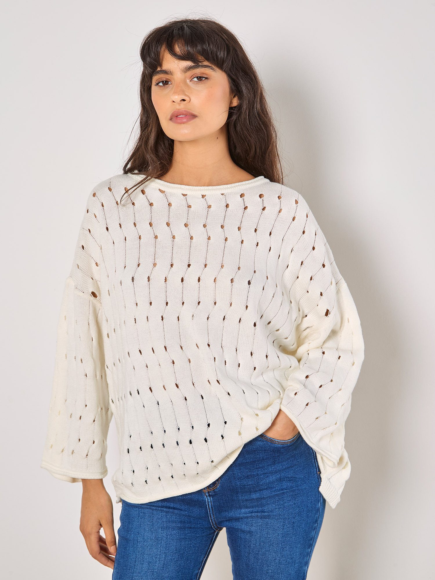 Rundhalspullover Pointelle Pullover