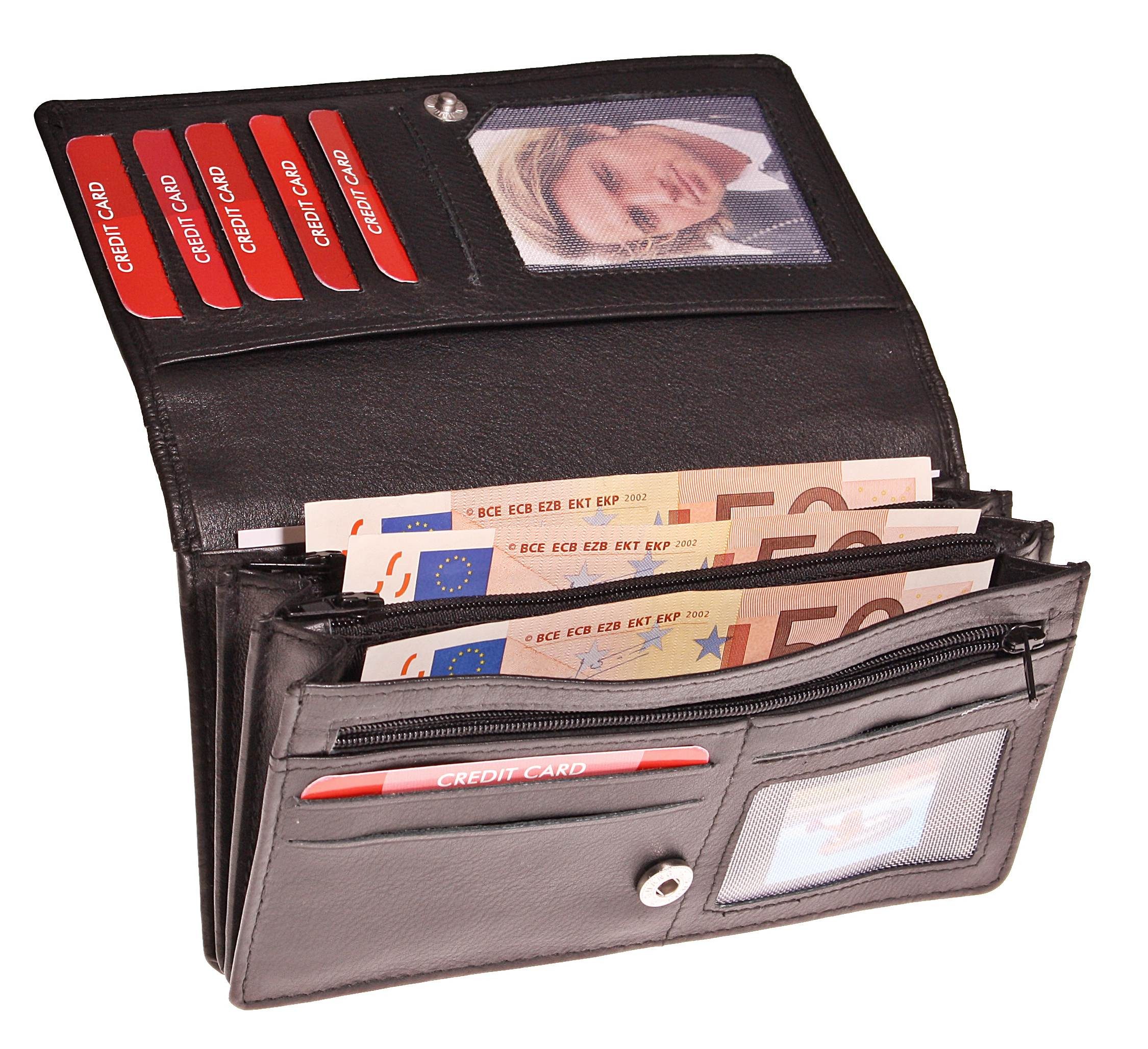 SHG Geldbörse Damen Geldbörse Leder Portemonnaie Portmonee Geldtasche Schwa günstig online kaufen