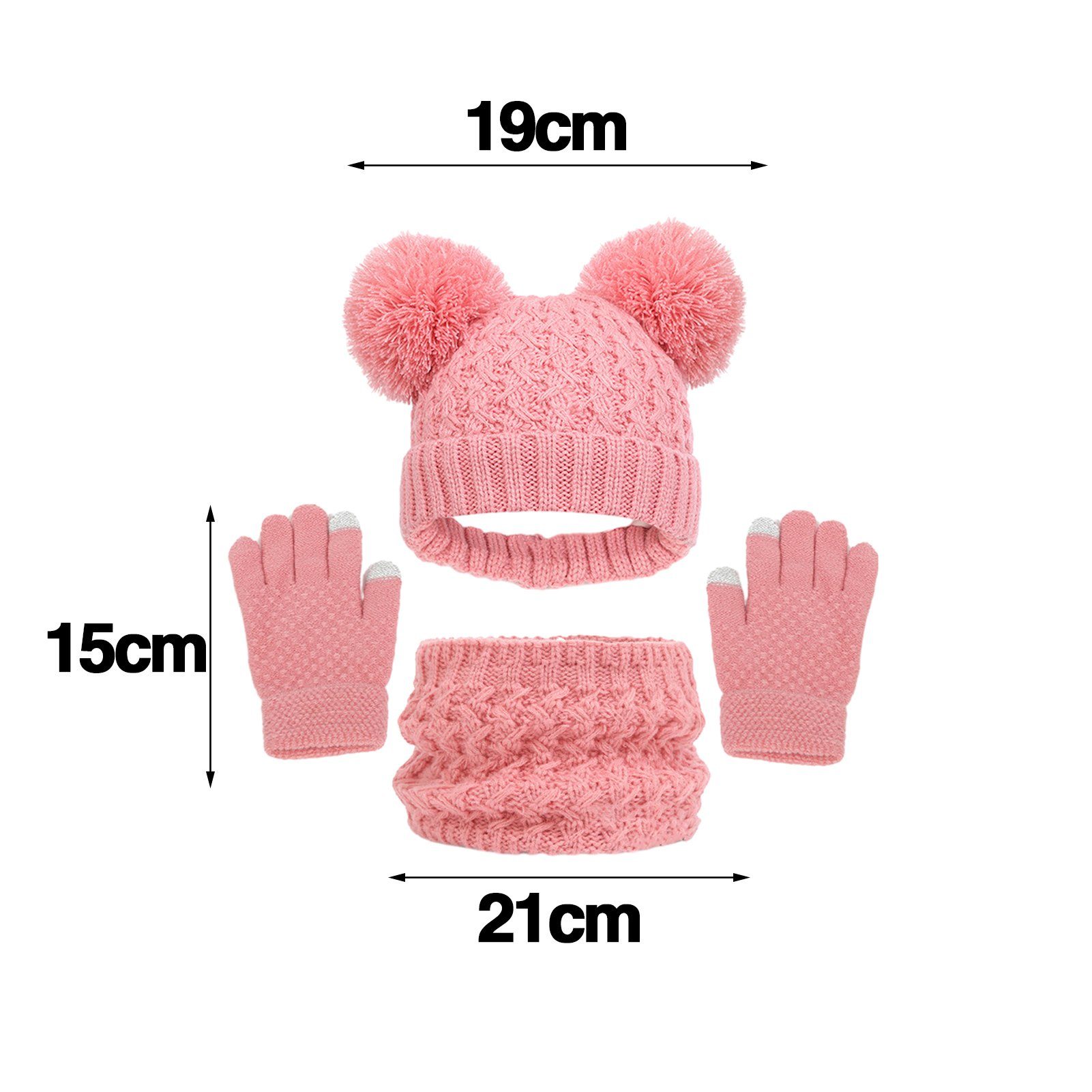 Rutaqian Mütze & In mit Handschuhe Set) Beige 1 Kinder Schal Mütze (Strickmütze 5-12 Schal für Beanie Weiches Kinder Winter Futter Warm Mütze Kinder Set 3 Wintermütze Kinder Jahre, Wintermütze