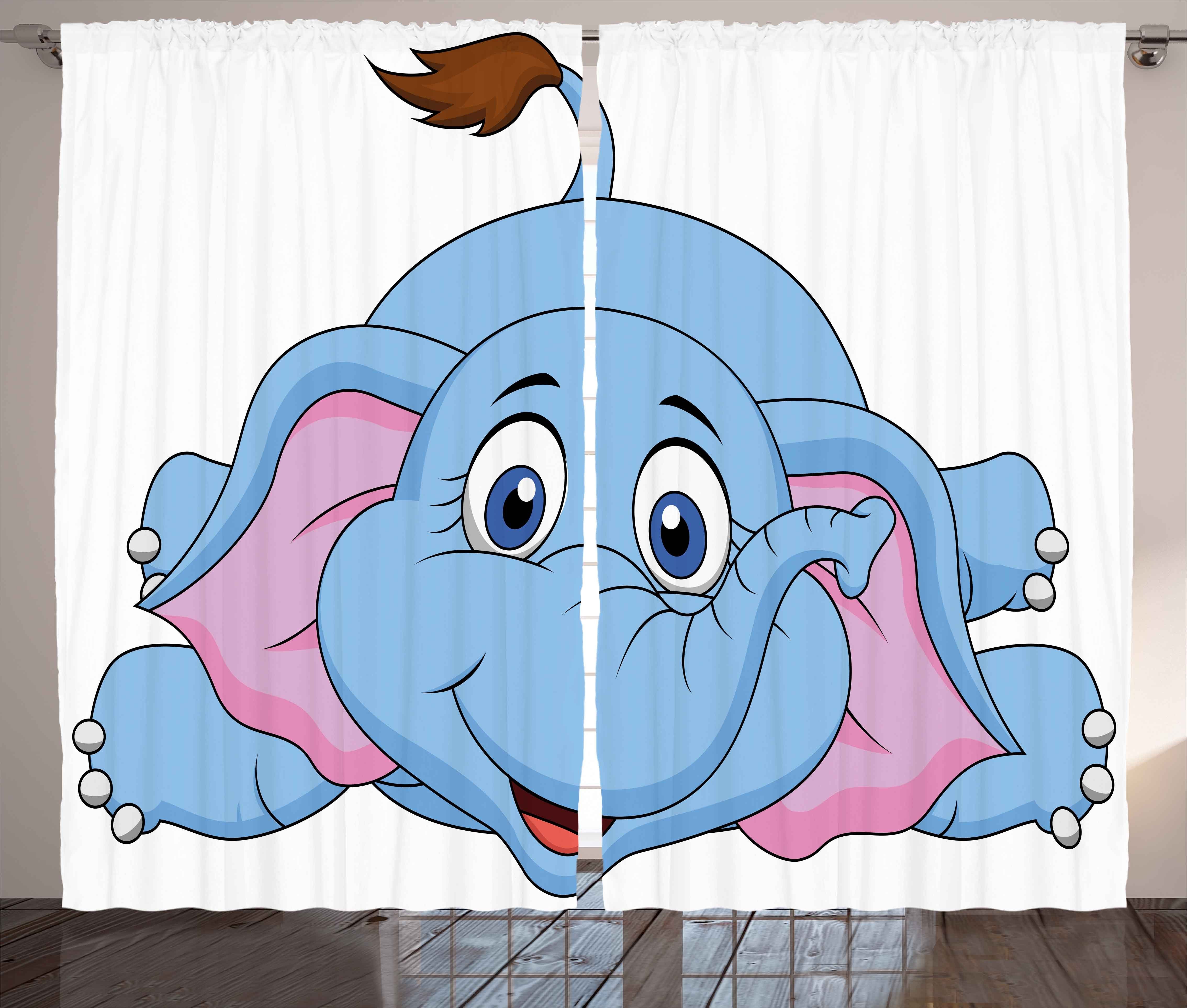 Haken, Abakuhaus, und Schlaufen Schlafzimmer Karikatur Kinder Gardine Kräuselband mit Baby-Elefant Vorhang
