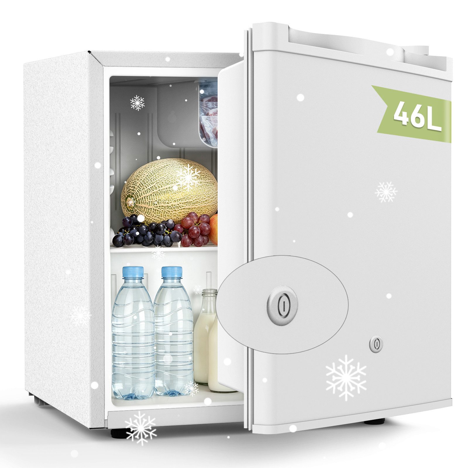 WELLENT Kühlschrank Mini-Kühlschrank mit Gefrierfach,leise,kompakter Getränkekühlschrank für Büro, Küche, Schlafzimmer & Hotel,7-stufige Temperaturregelung, abschließbar mit 2 Schlüsseln
