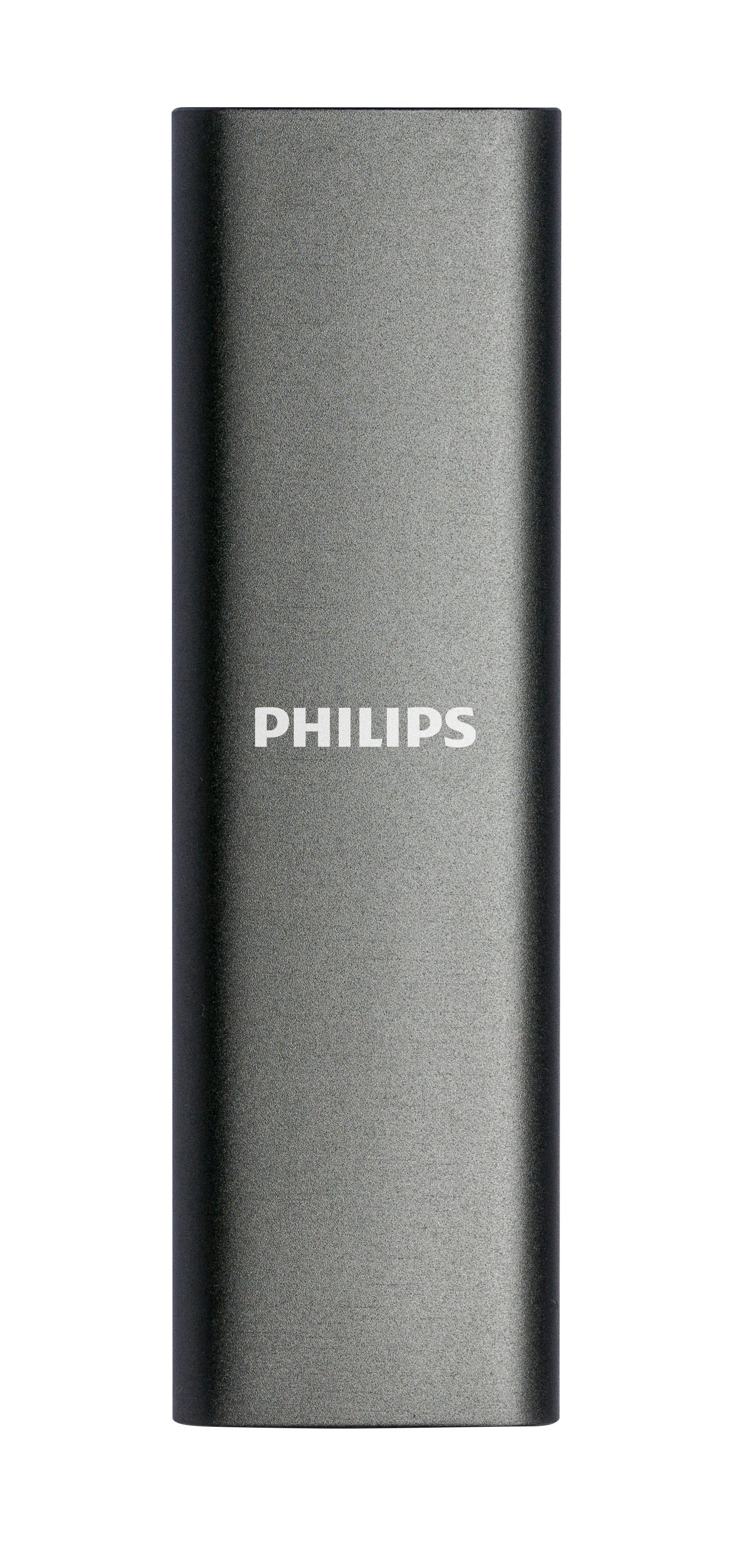 Philips FM50SS030P/00 externe SATA" 3.2 540 Ultra (500GB) MB/S Schreibgeschwindigkeit, Speed USB-C MB/S Lesegeschwindigkeit, Space Grey, Aluminium, SSD 520