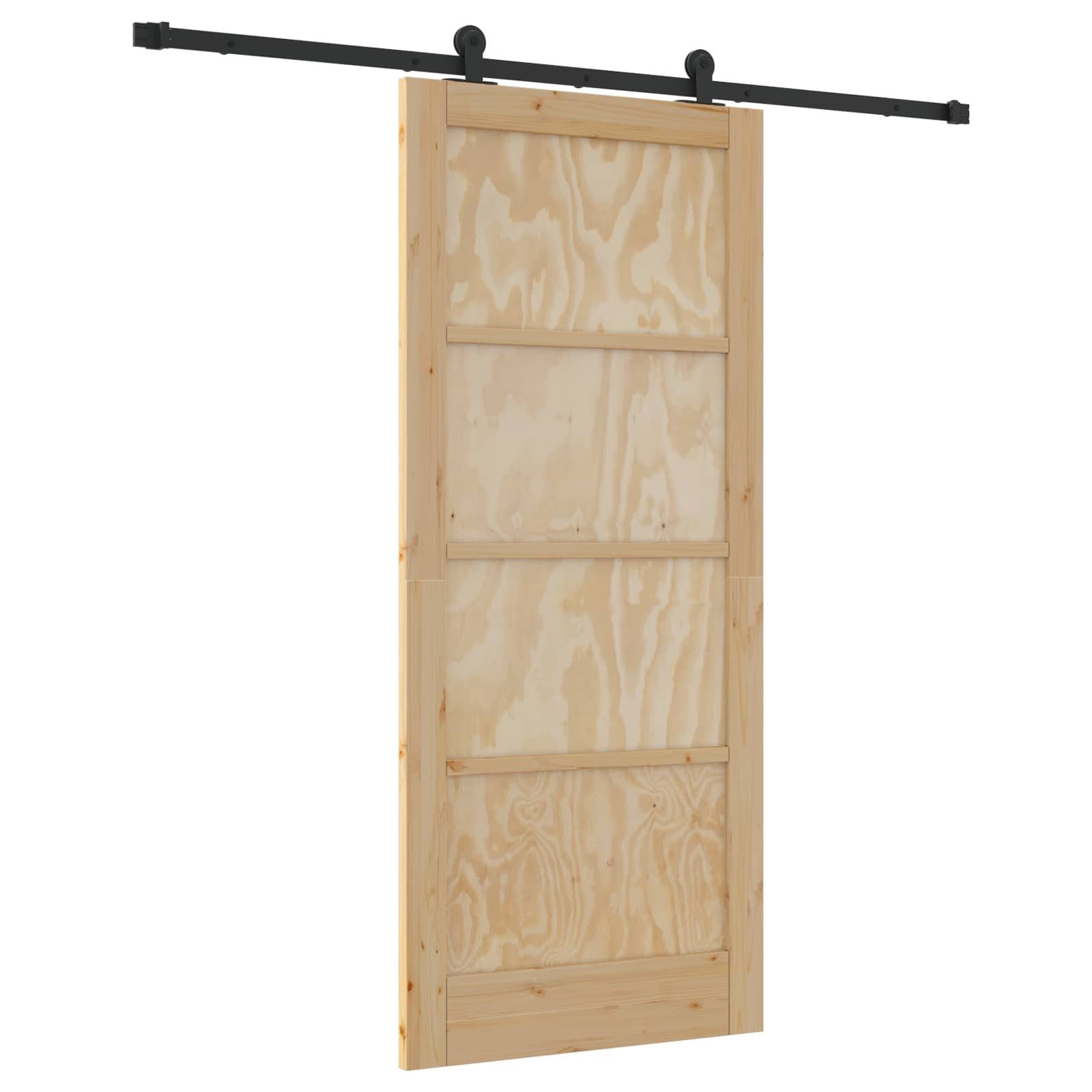 vidaXL Haustür Schiebetür Natürlich und Schwarz 86 x 198,5 cm (1-St)