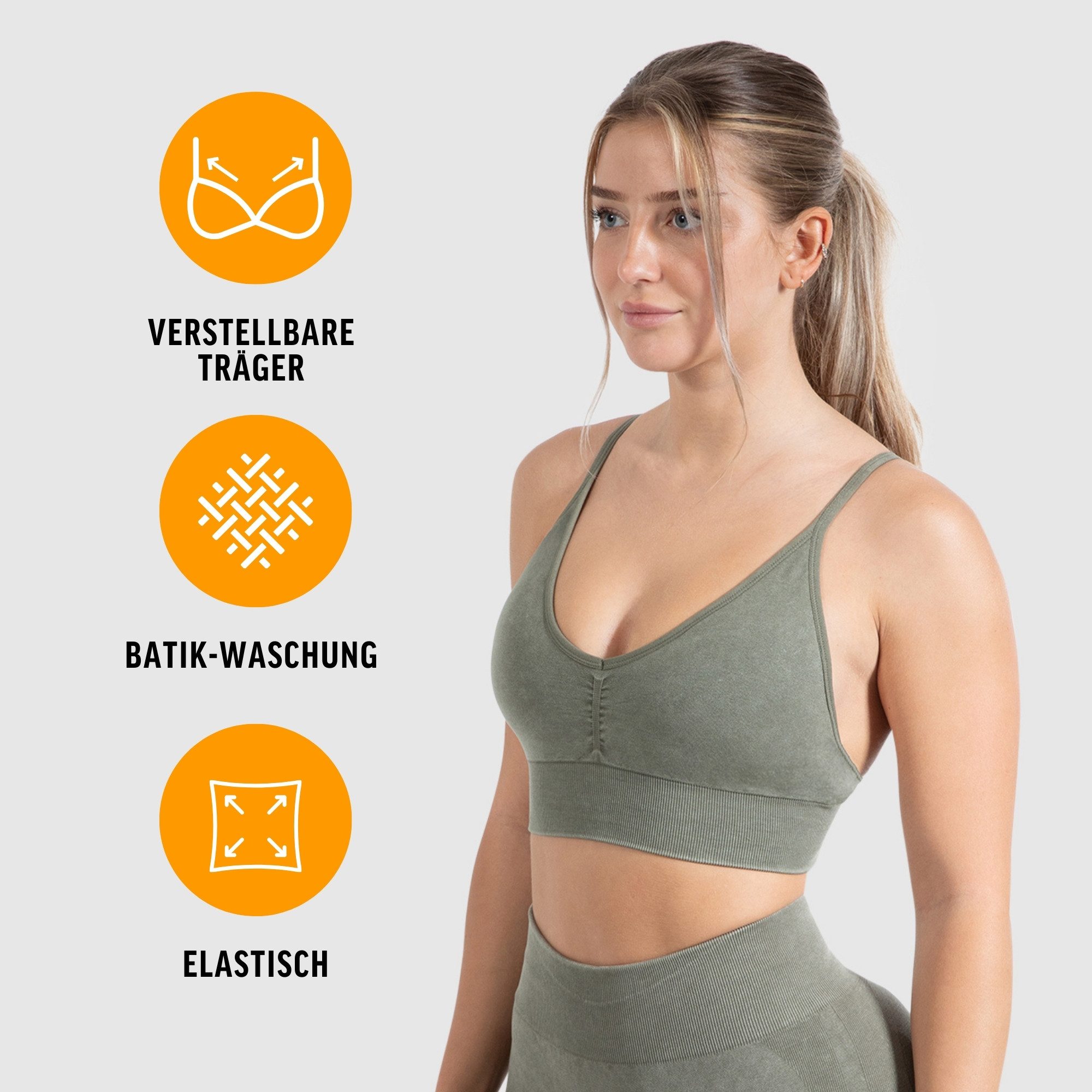 Smilodox Sport-BH Batik Acid Vera Scrunch, Seamless Push Up BH verstellbare günstig online kaufen