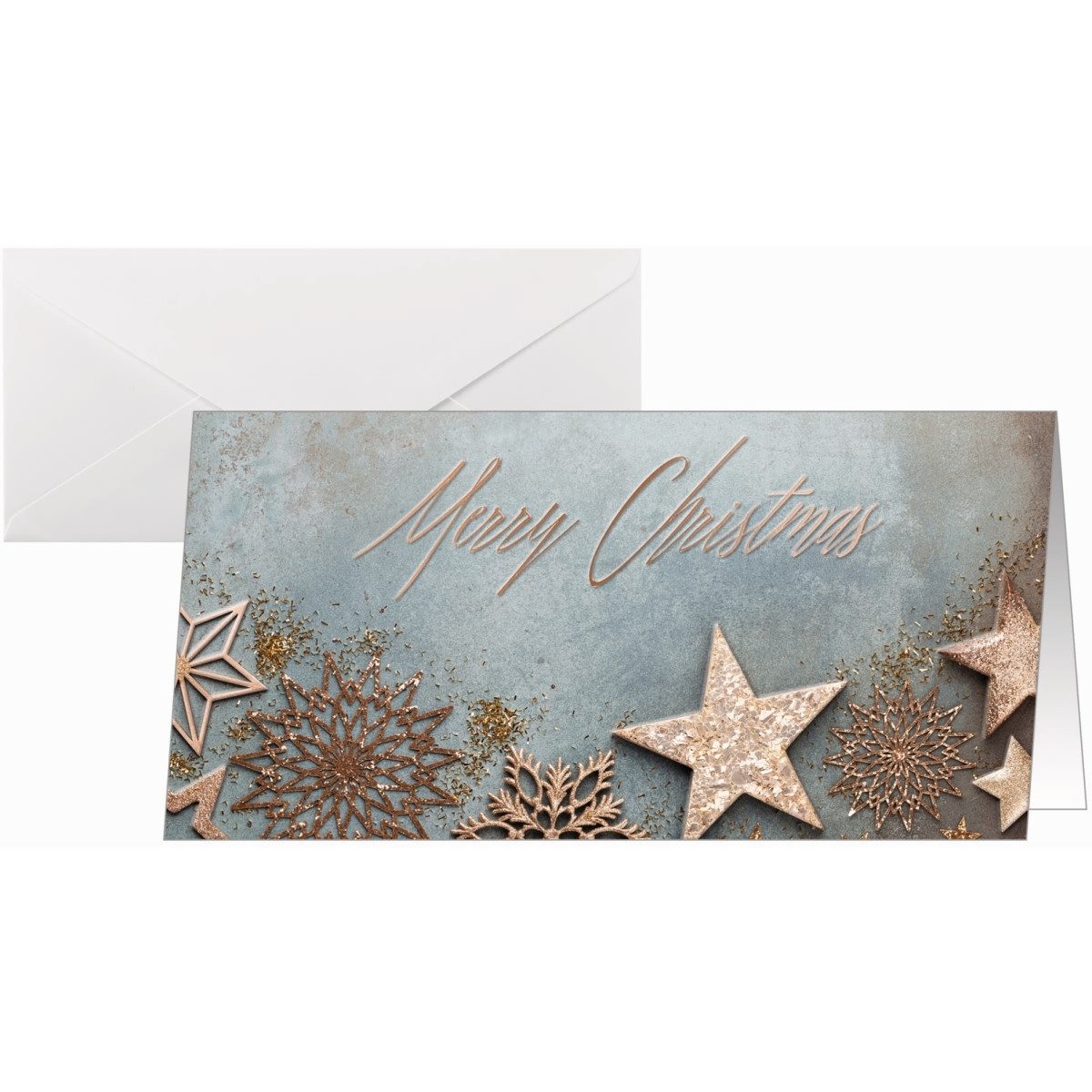 Sigel Klappkarte Weihnachtskarte DL 210g 10+10 Stück Glamorous Christmas Kupferprägung