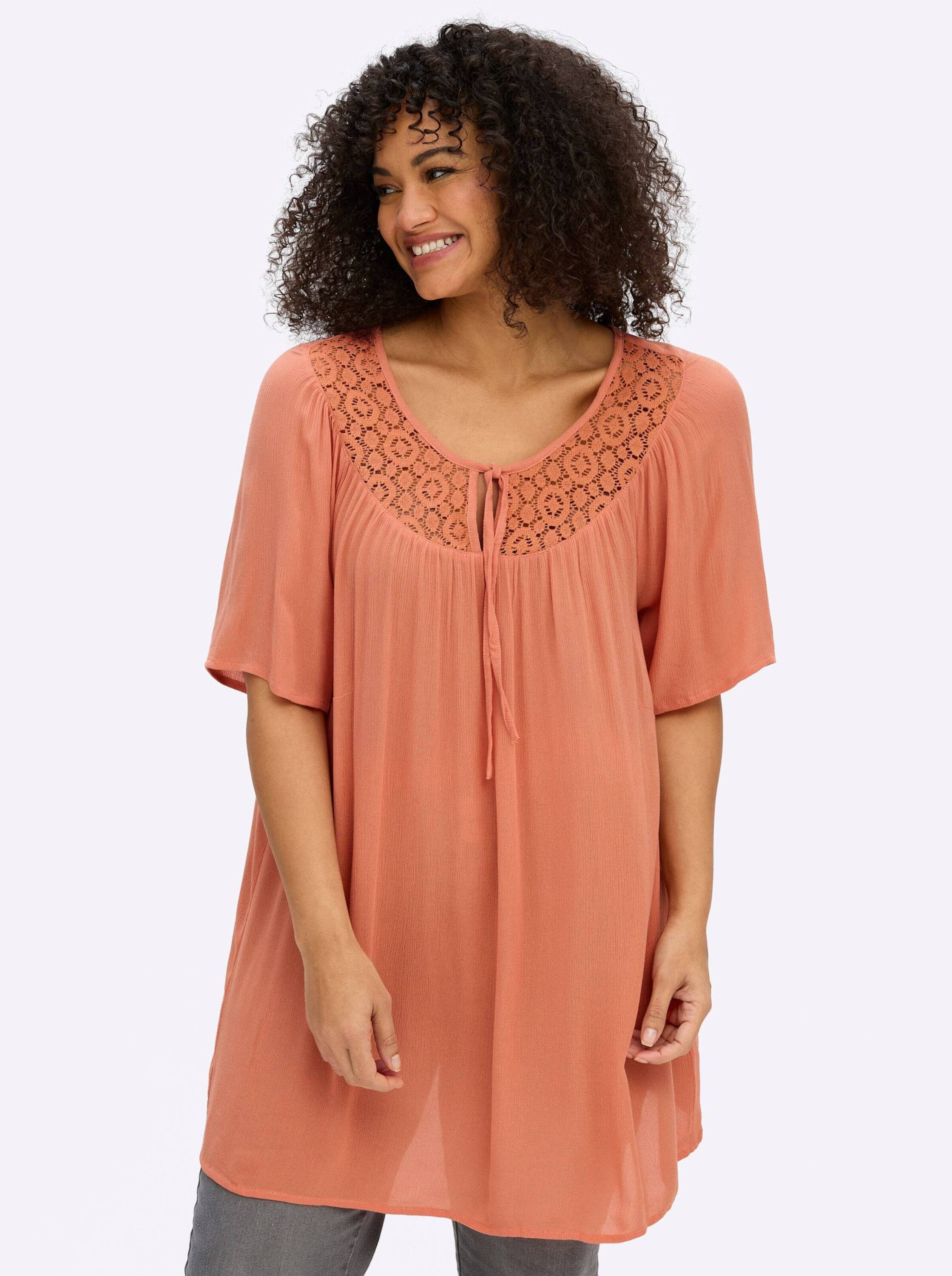 Sieh an! Klassische Bluse Tunikabluse Kurzarm