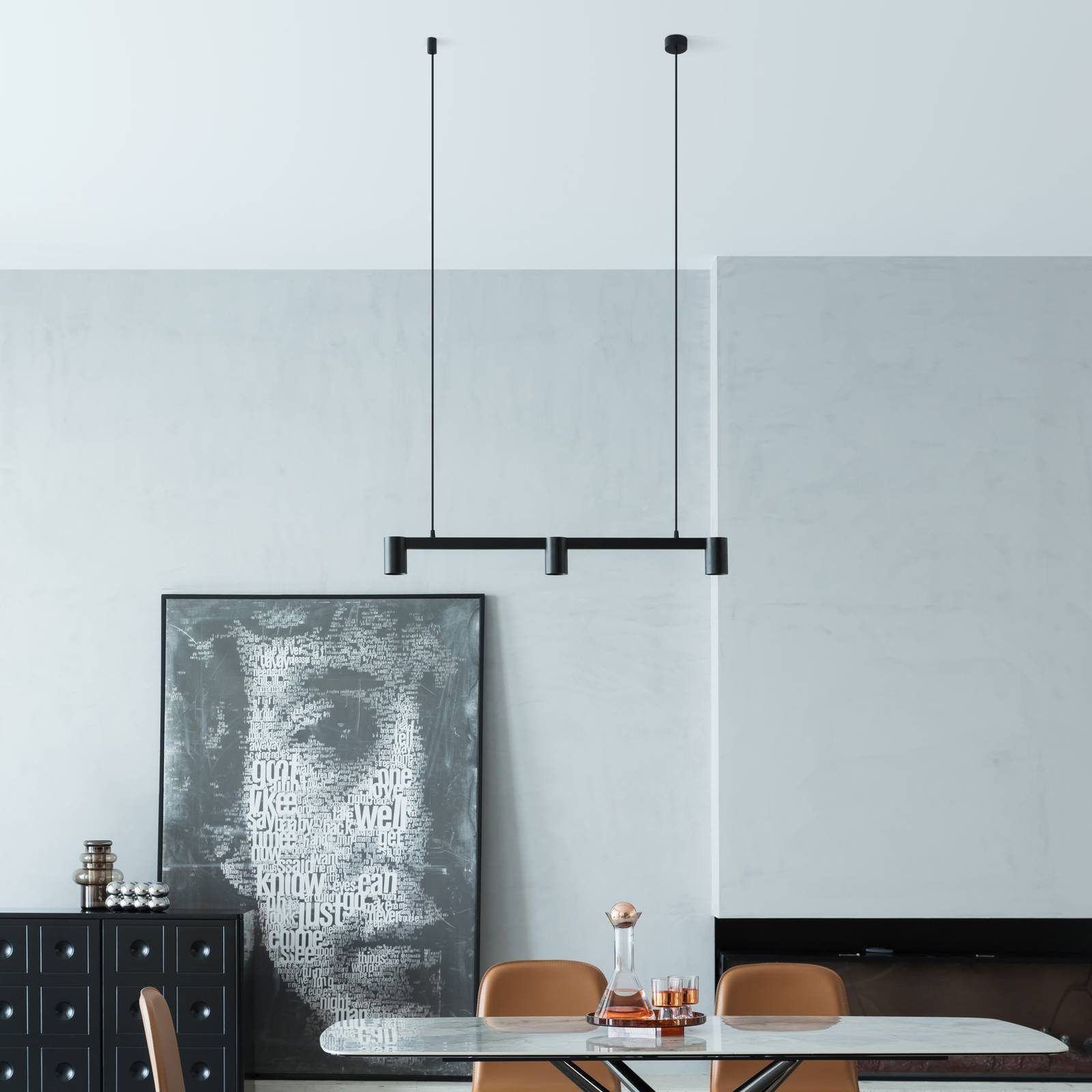 Arcchio Hängeleuchte Brinja, dimmbar, Leuchtmittel nicht inklusive, Modern,  Aluminium, Kunststoff, Schwarz, 3 flammig, GU10, Deckenlampe