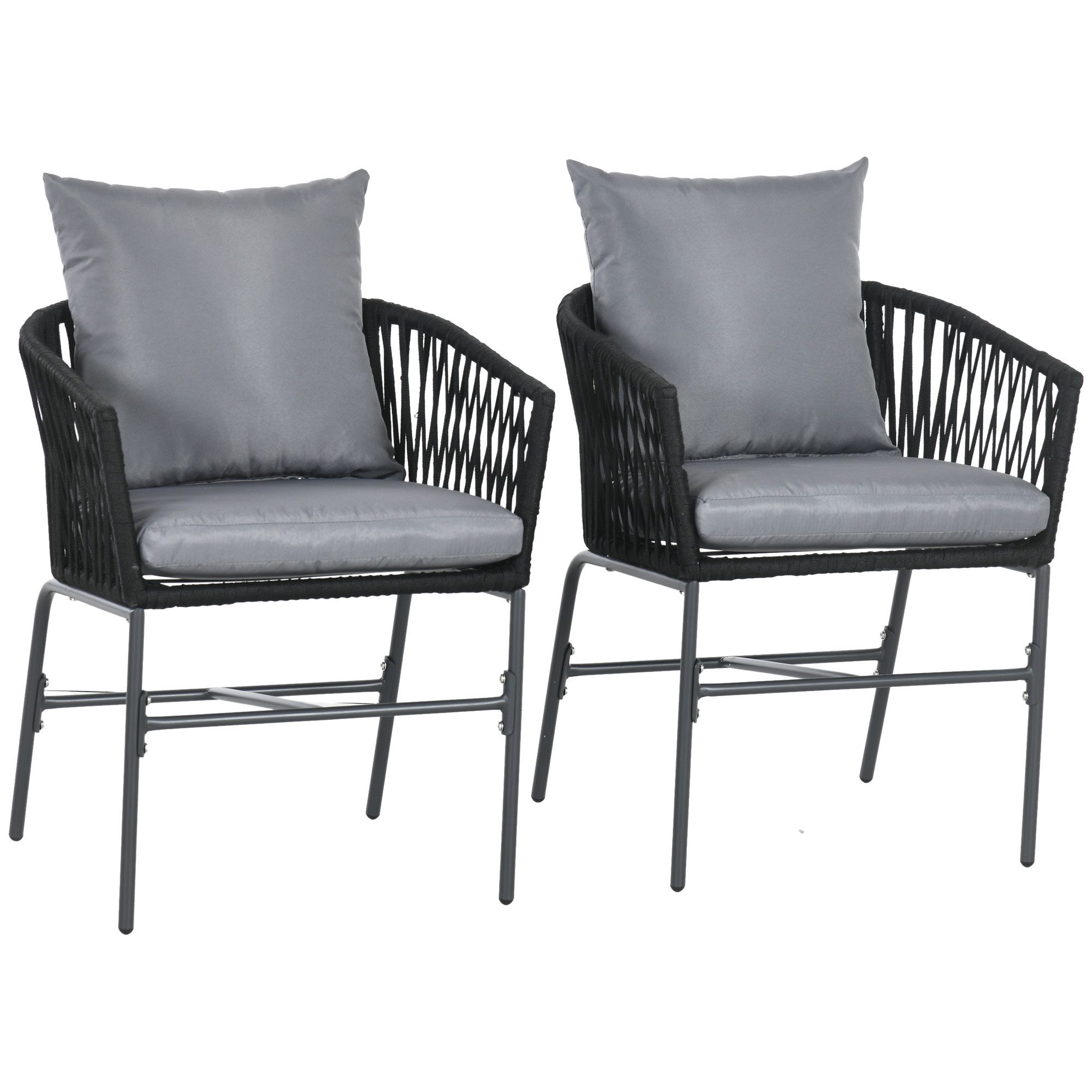 Outsunny Sitzgruppe 2er-Set Gartenstühle mit Kissen günstig online kaufen