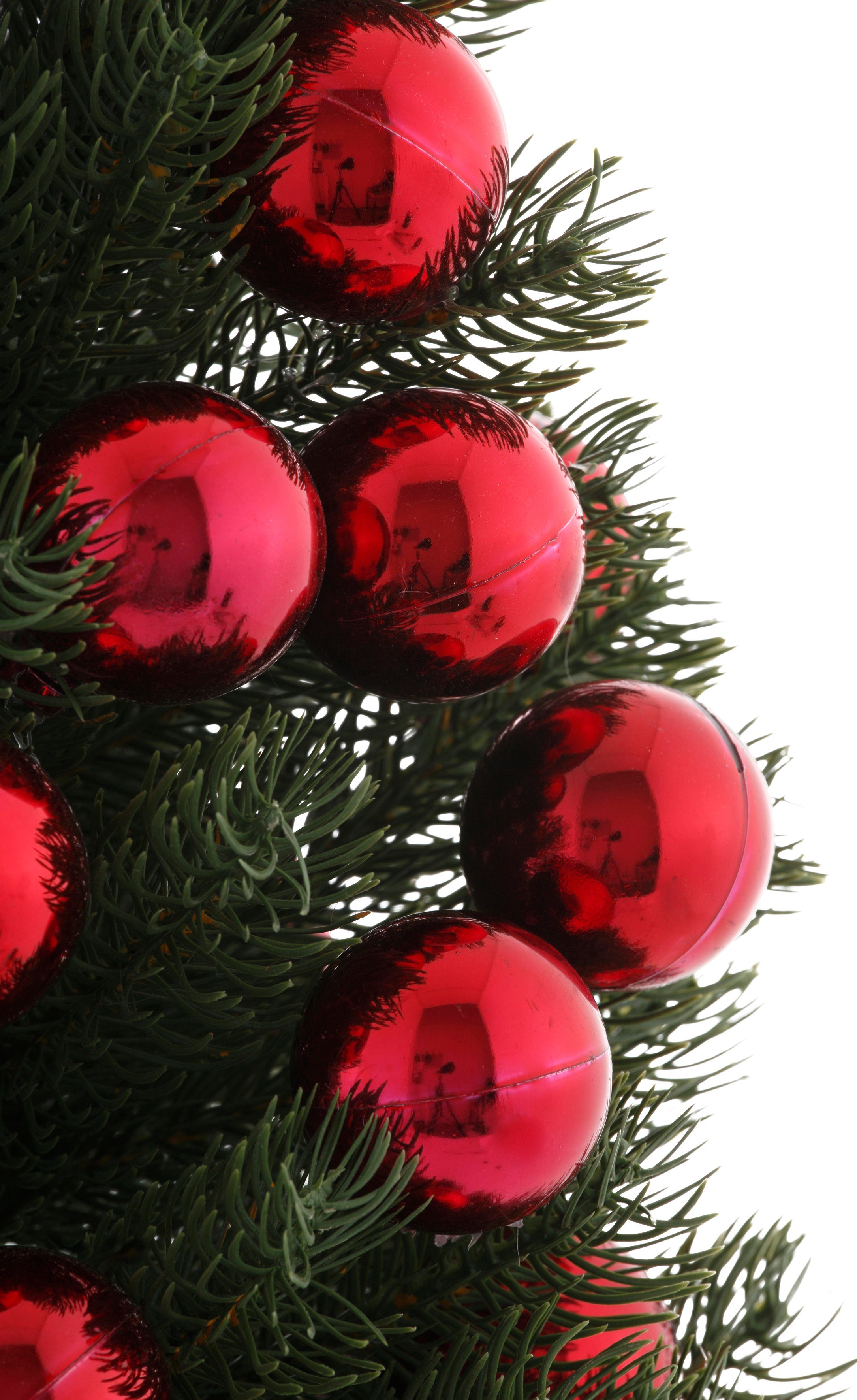 Künstlicher Weihnachtsbaum, im Topf, mit roten Kugeln-HomeTrends