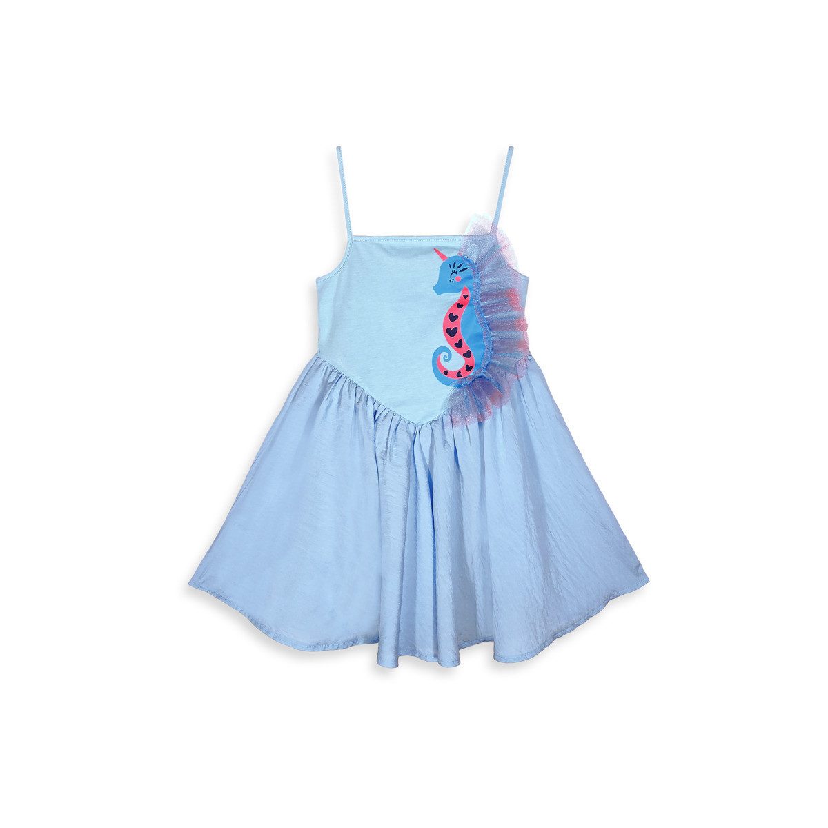 Denokids Midikleid Blue Seahorse Mädchen (1-tlg) Bekleidung, Outfit, Dress, Robe, Midikleid