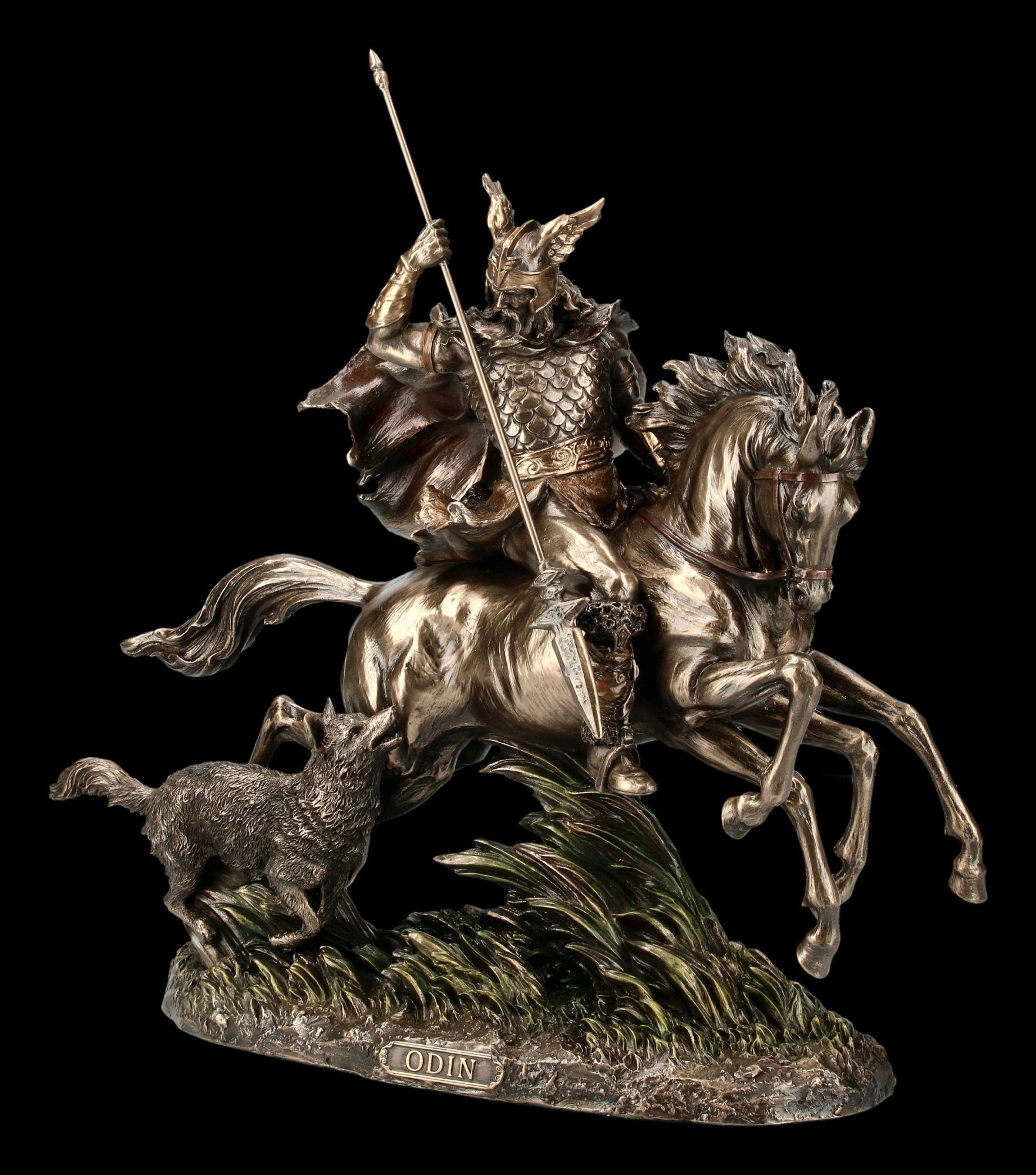 Figuren Shop GmbH Fantasy-Figur Odin Figur reitet auf Sleipnir - Veronese - Götter Statue Mythologie