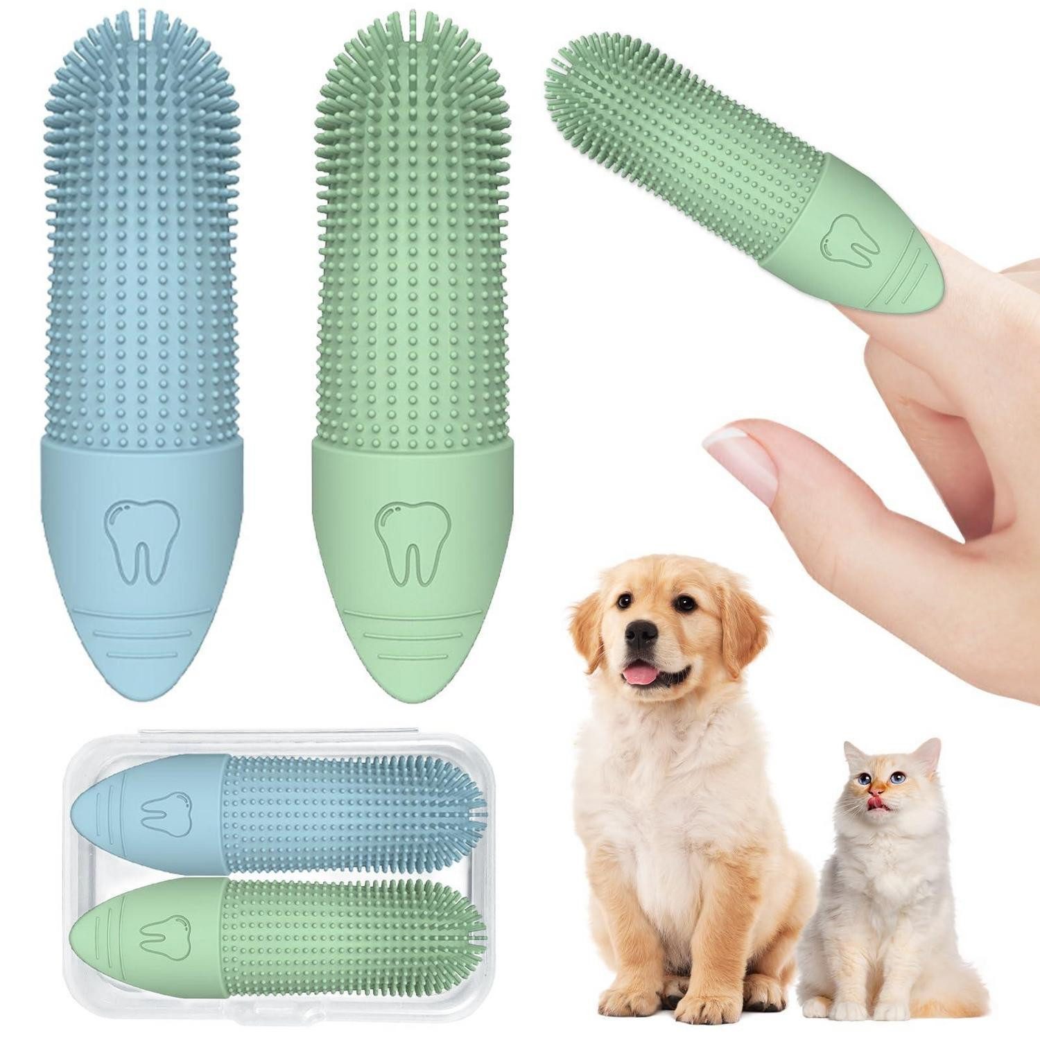 LuxusKollektion Tier-Fingerzahnbürste Hundezahnbürste Finger Zahnpflege 2er Set