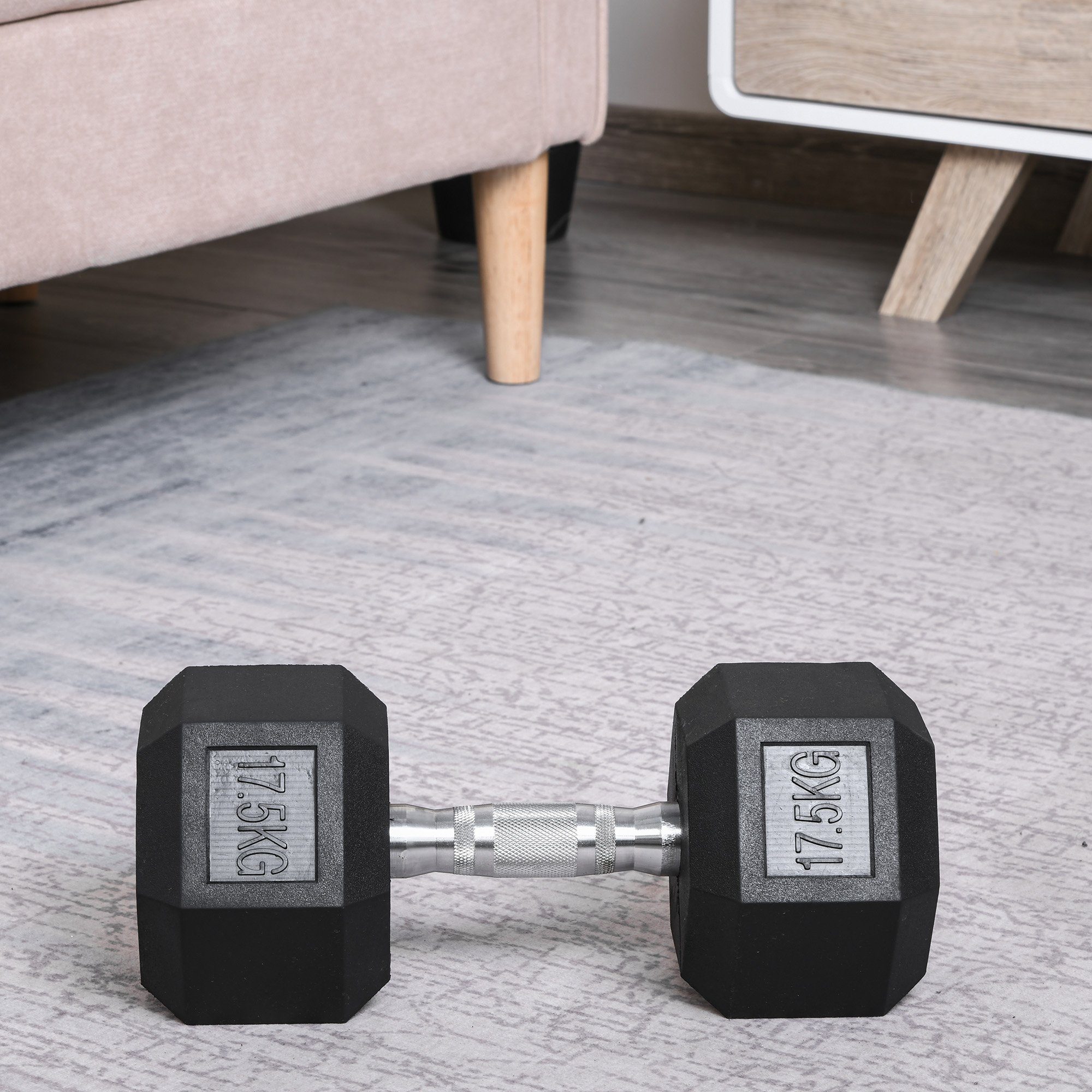 HOMCOM Hantel-Set Hanteln, Kurzhantel, 17,5kg, für Männer & Frauen, (Gummi-Hantel, Gusseisen Hantel), für Zuhause, Fitnessstudio, Krafttraining