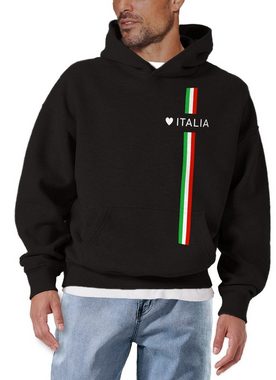 MAKAYA Kapuzenpullover Herren Kapuzen T-Shirt mit italienischer Flagge Herz Italien Fahne Italy Pullover