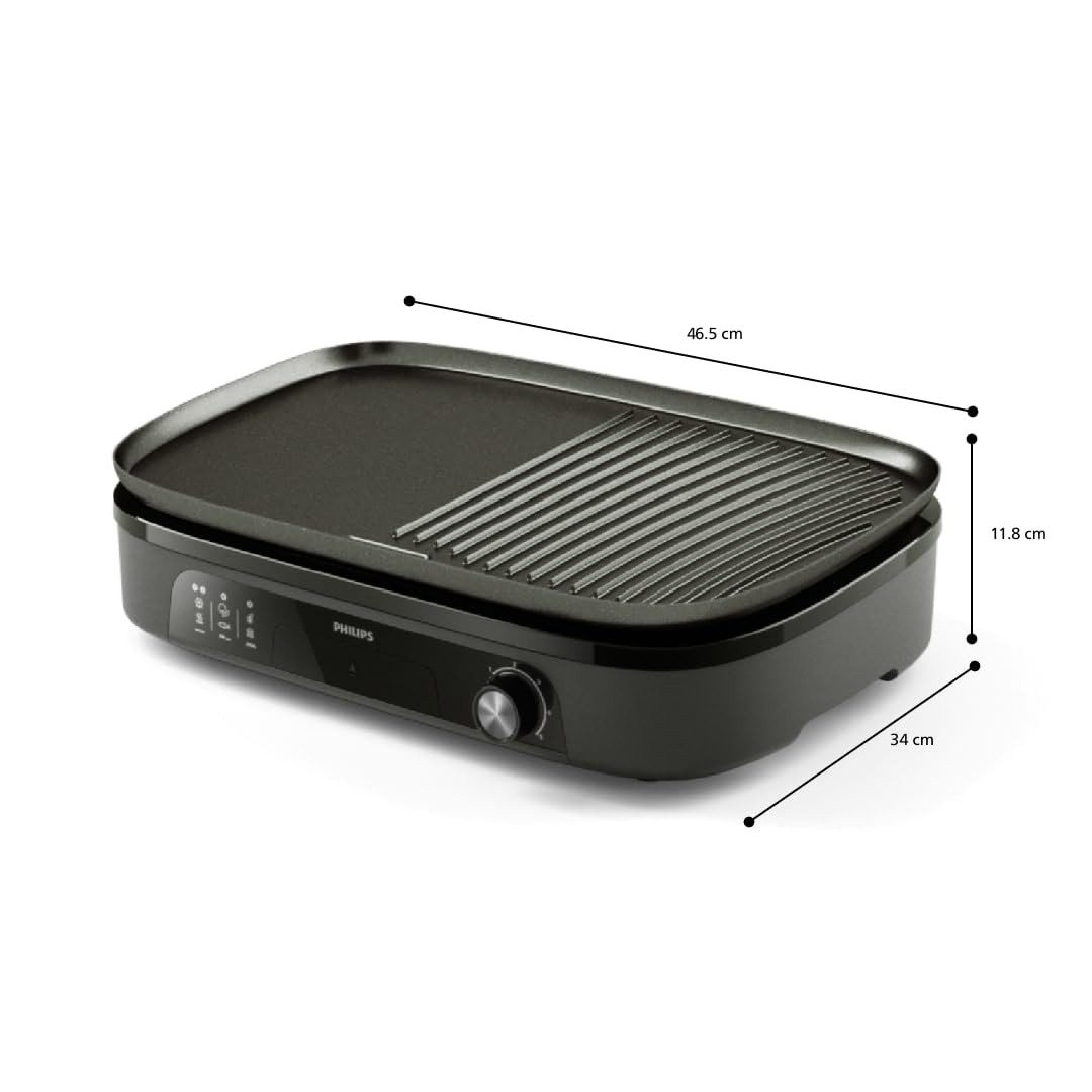 Philips Kontaktgrill HD6210/95, Elektrischer Tischgrill mit großer Grillfläche