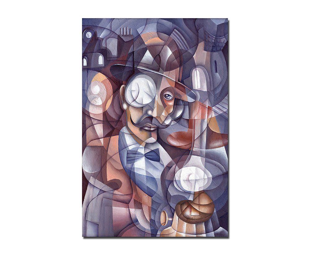 Sinus Art Leinwandbild 120x80cm Kubismus Gesicht Malerei abstrakt