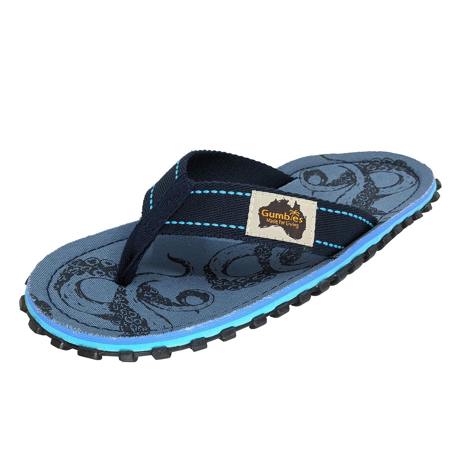 Gumbies Original in Abyss T-Strap-Zehentrenner aus recycelten Materialien hergestellt, stabile Gummisohle