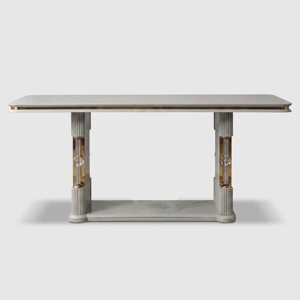 JVmoebel Esstisch Esstisch Wohnzimmer modern neu bequem grau goldfarben modern stilvoll, Made in Europa
