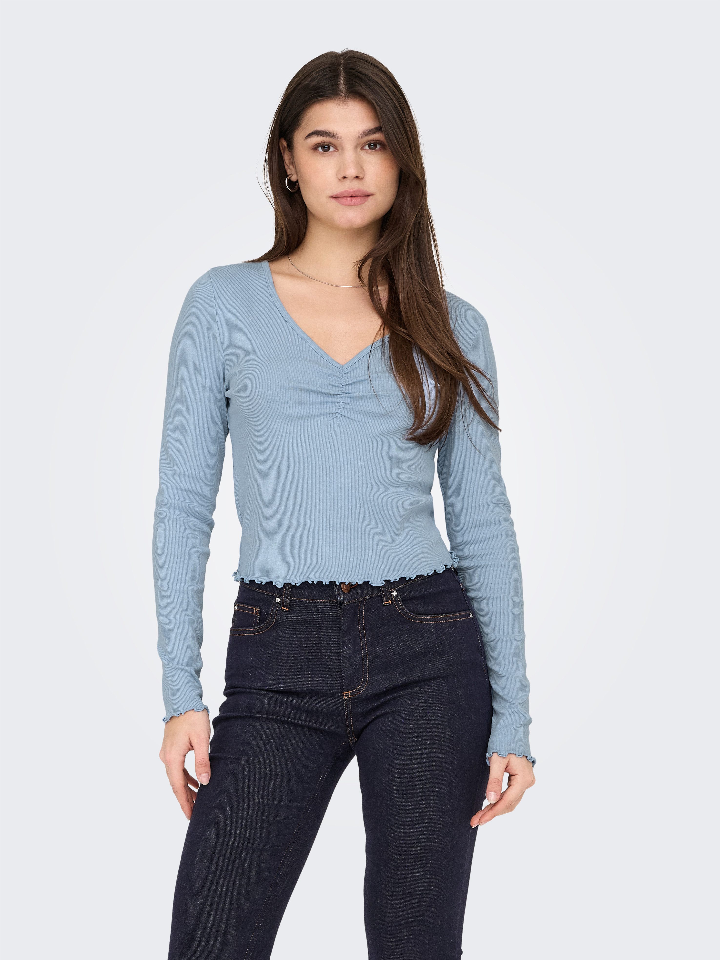 ONLY Langarmshirt ONLBETTY L/S V-NECK TOP günstig online kaufen