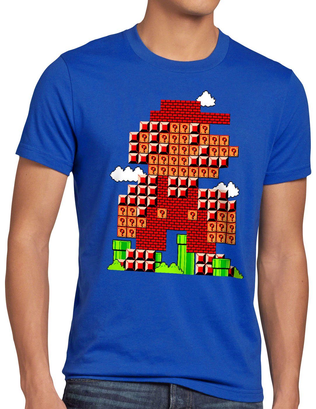 Bros Print-Shirt T-Shirt klempner mario japan Herren style3 Level 8bit