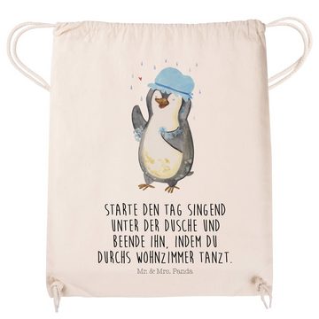 Mr. & Mrs. Panda Sporttasche Pinguin Duschen - Transparent - Geschenk, Neustart, Turnbeutel, Sport (1-tlg), Umweltfreundlich
