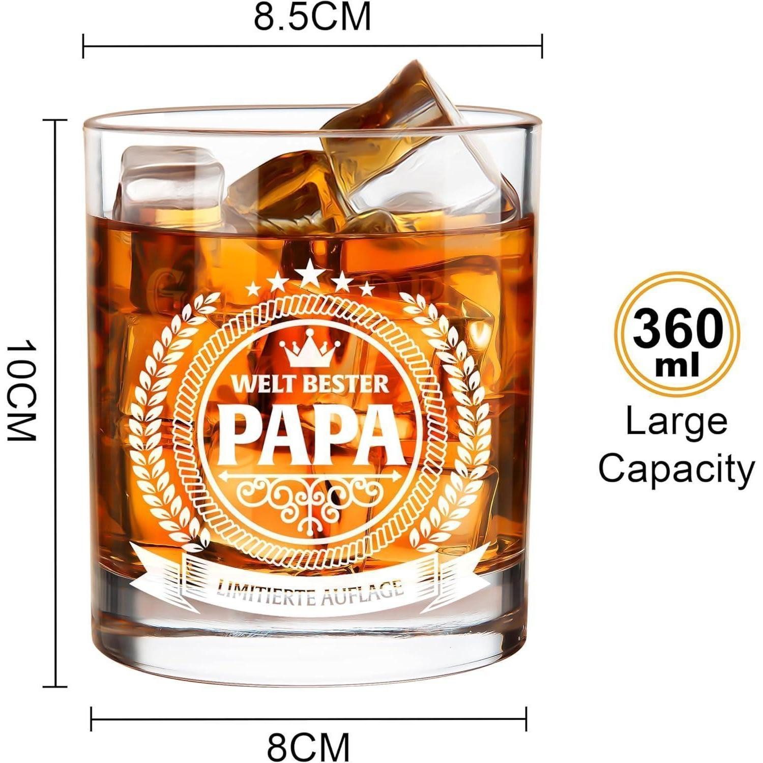 LuxusKollektion Whiskyglas Whiskeyglas Papa Geburtstagsgeschenk Holzkiste 360 mlreibschützende