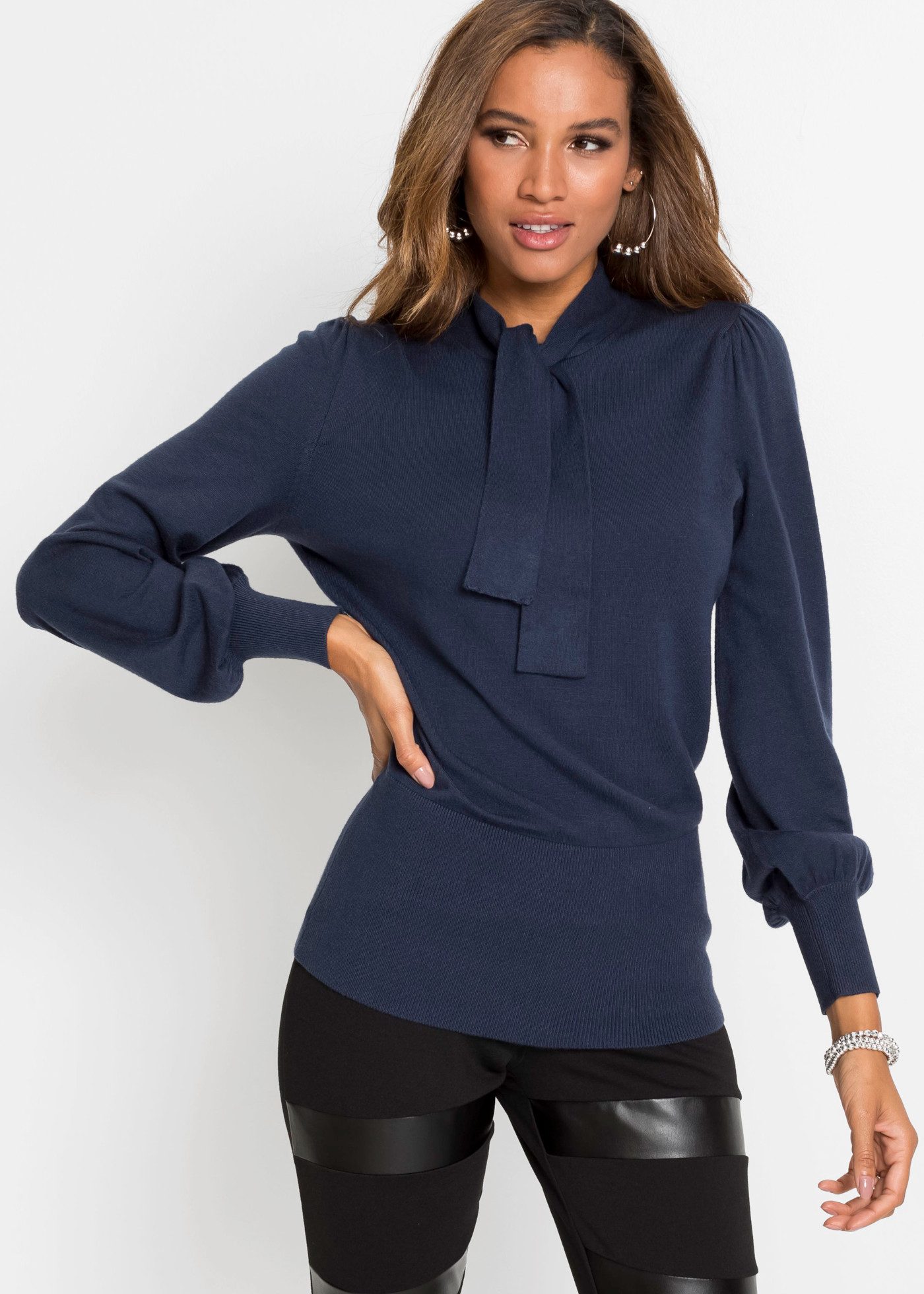 bonprix Strickpullover mit Schalkragen, bequeme Passform, eleganter Stil
