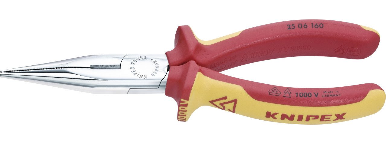 Knipex Telefonzange Knipex Flachrundzange 160 mm VDE mit Schneide