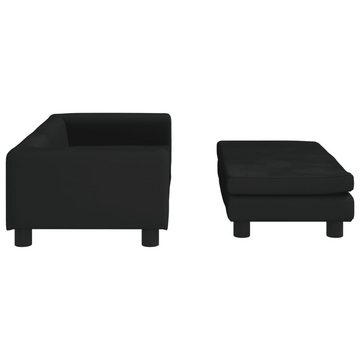 vidaXL Kindersofa Kindersofa mit Hocker Schwarz 100x50x30 cm Samt Kindercouch Kindermöbe