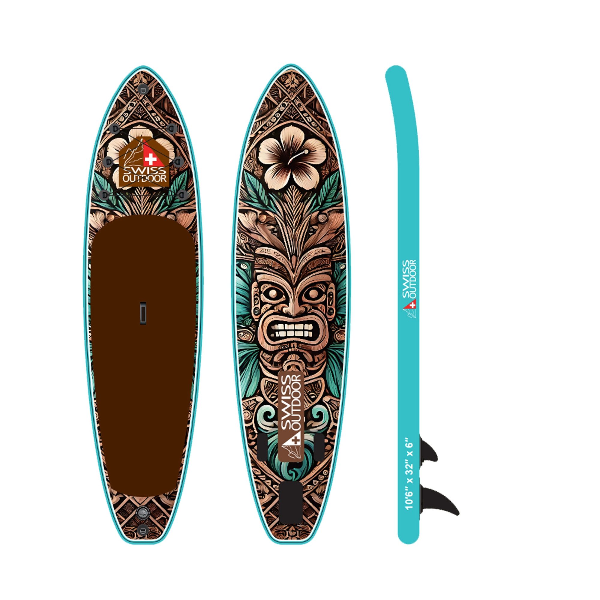 Swiss Outdoor SUP-Board Stand Up Paddle SUP TIKI, (Set, mit Paddel, Tragetasche, Pumpe), mit Paddel