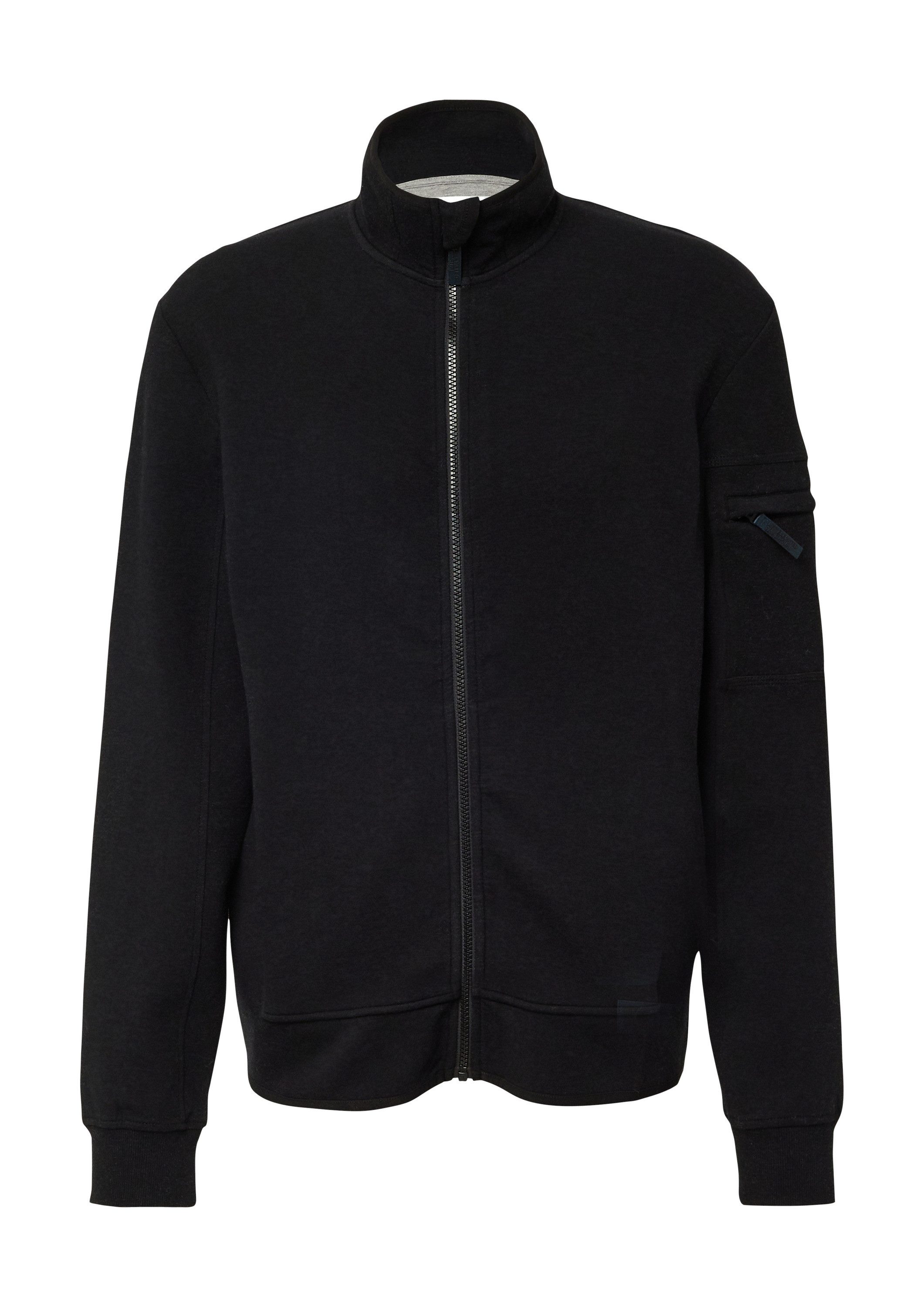 s.Oliver Sweatjacke Sweatshirt Jacke Melierte Sweatjacke mit Ärmeltasche